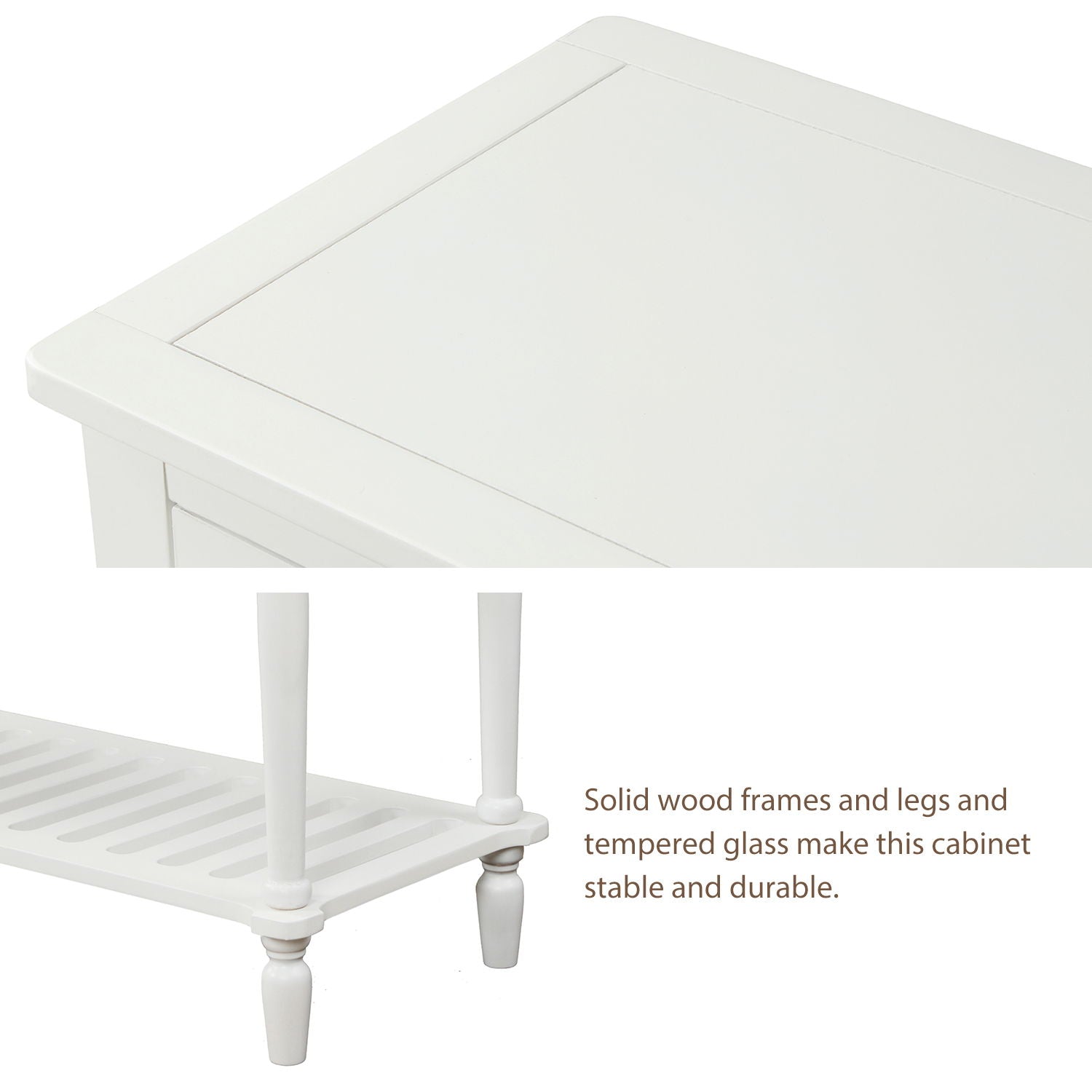 Hearth & Haven Stella Buffet Storage Cabinet With Bottom Shelf, White - Best Buy Furniture