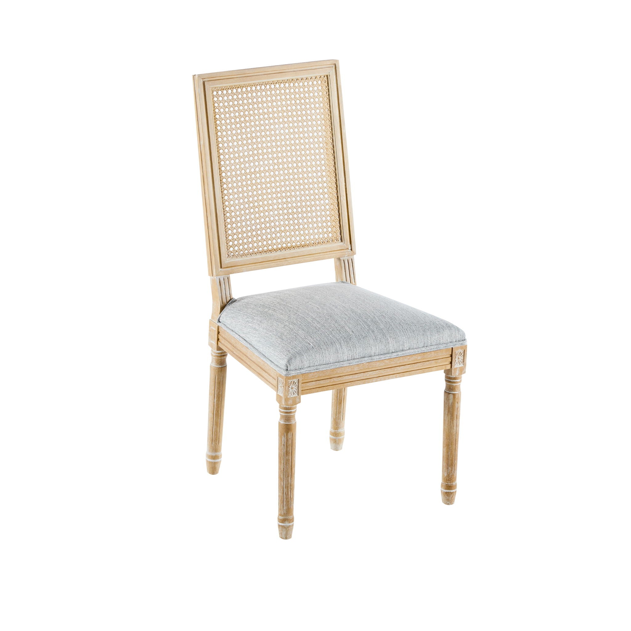 French Country Dining Chair With Rectangular Cane Backrest And Smooth Upholstered Seating - Best Buy Furniture
