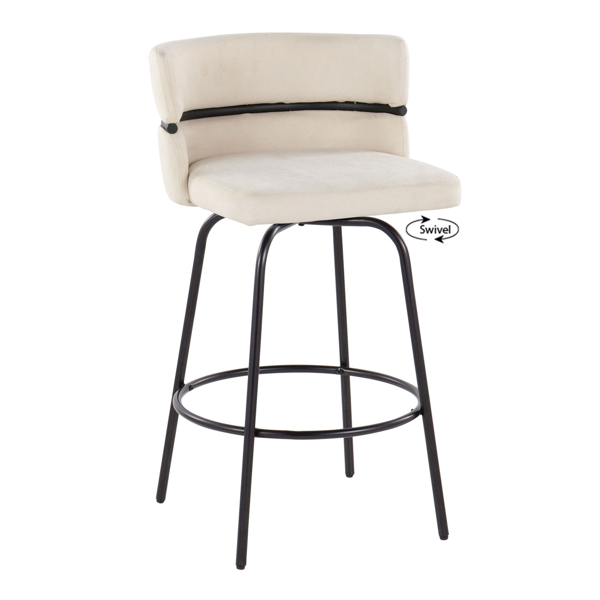 Cinch - Contemporary Fixed Height Counter Stool With Swivel And Round Footrest (Set of 2) - Best Buy Furniture