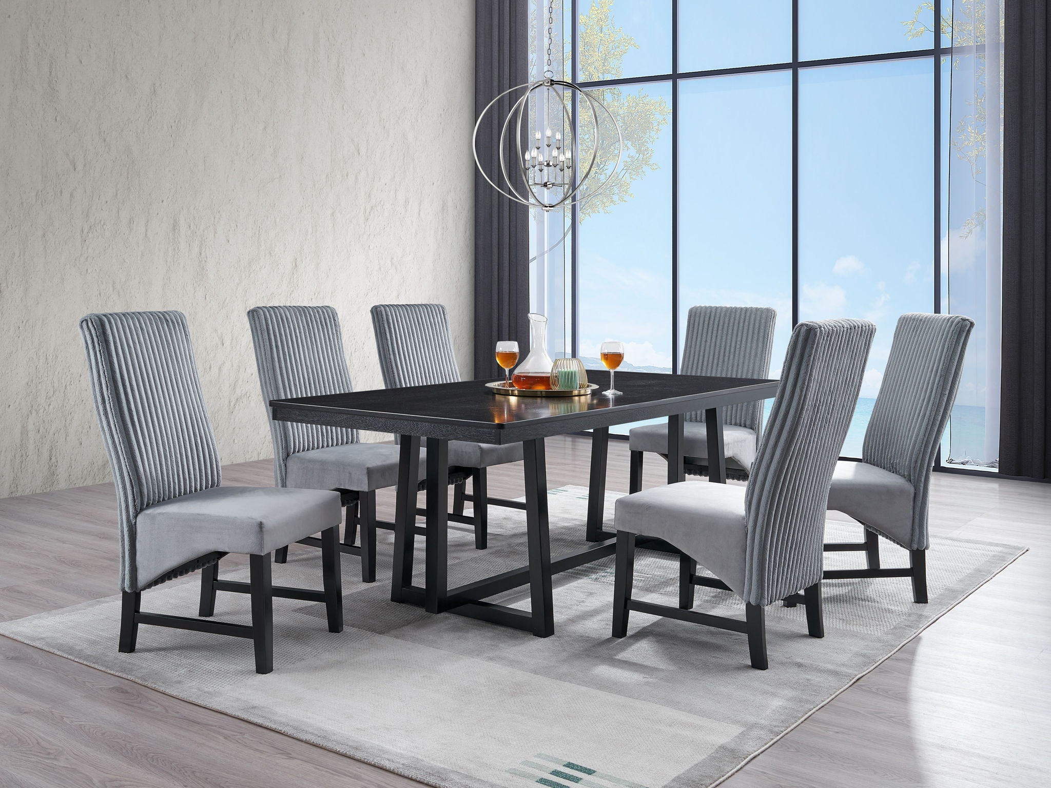 Kini - 7 Pieces Dining Room Set - Black - Best Buy Furniture