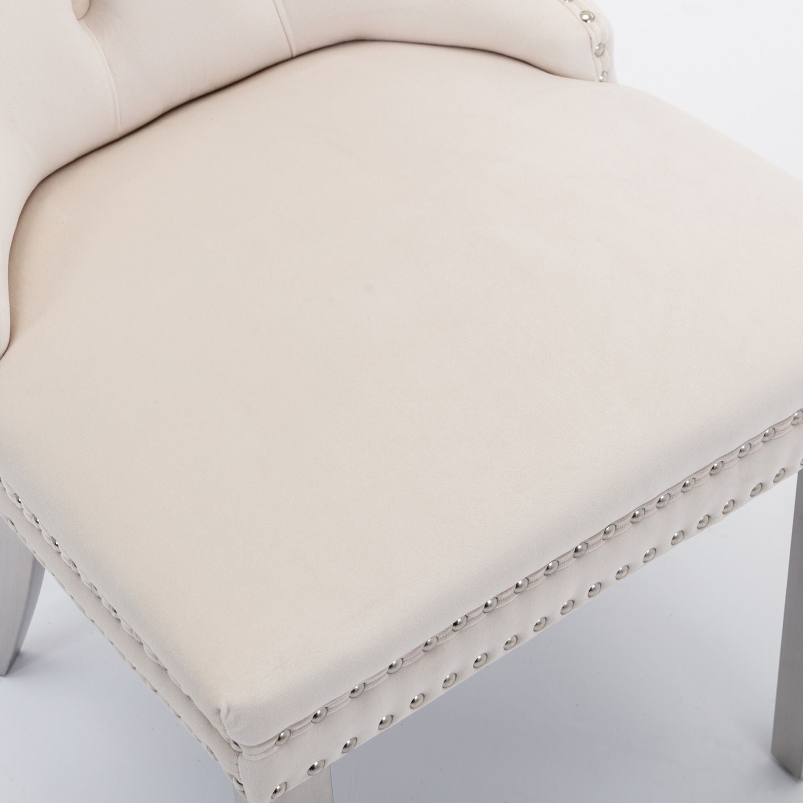 Nikki - Modern, High-End Tufted Solid Wood Contemporary Velvet Upholstered Dining Chair With Chrome Stainless Steel Plating Legs, Nailhead Trim (Set of 2) - Best Buy Furniture