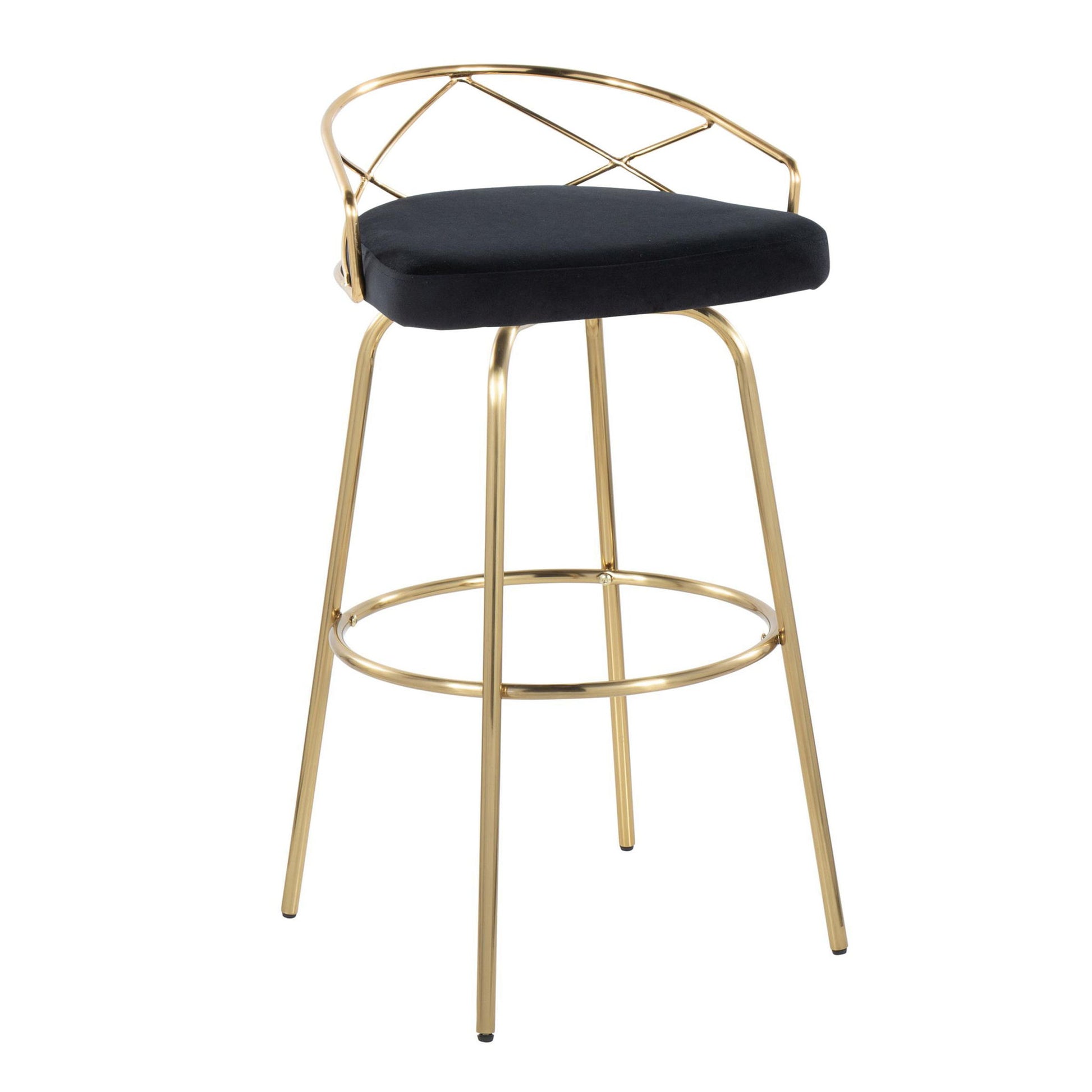 Charlotte - Glam Glam / Art Deco Fixed Height Barstool With Swivel With Round Footrest (Set of 2) - Best Buy Furniture