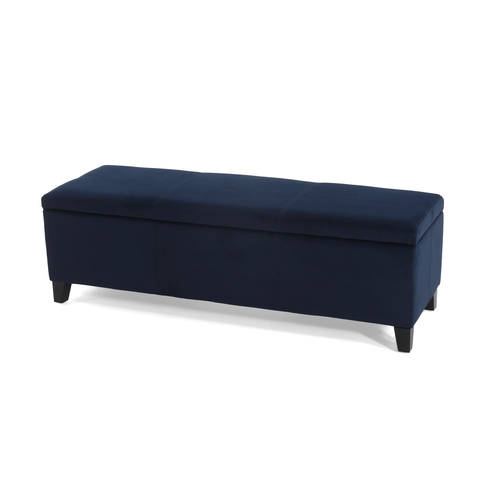 Velvet Storage Bench, Upholstered End Of Bed, Storage Ottoman Benches, Fabric Ottoman Bench With Large Storage Space For Living Room Entryway Bedroom - Dark Blue - Best Buy Furniture
