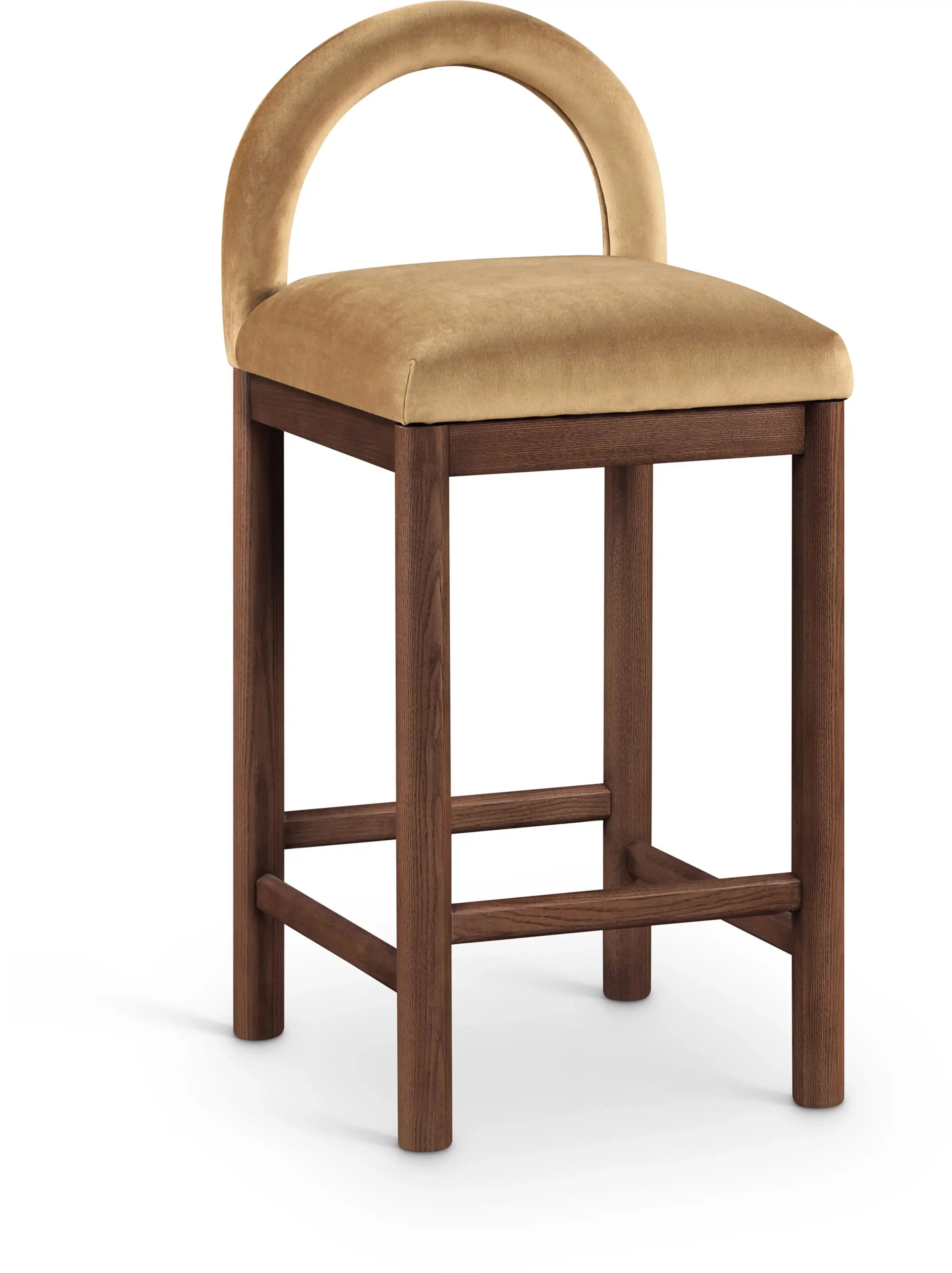 Conrad - Velvet Counter Stool With Brown Legs - Best Buy Furniture