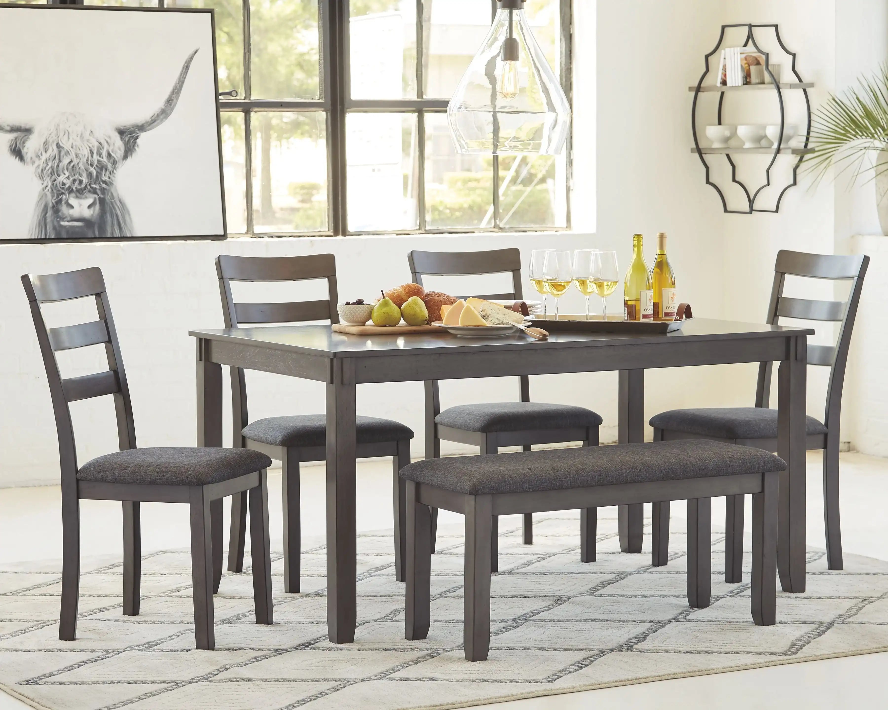 Bridson - RECT DRM Table Set (Set of 6) - Gray - Best Buy Furniture