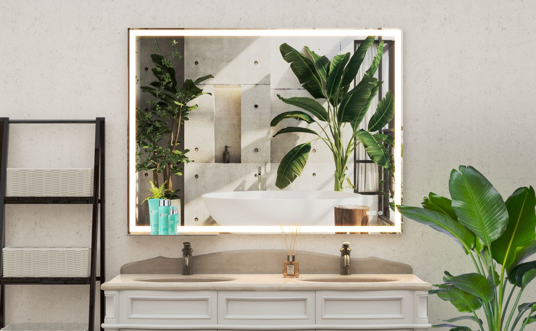 LED Bathroom Vanity Mirror Wall Mounted Adjustable White / Warm / Natural Lights Anti-Fog Touch Switch With Memory Modern Smart Large Bathroom Mirrors - Best Buy Furniture