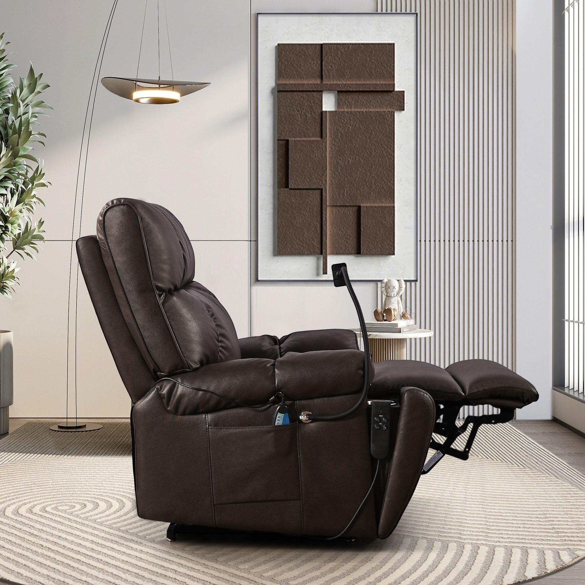Recliner Chair With Phone Holder, Electric Power Lift Recliner Chair With 2 Motors Massage And Heat For Elderly, 3 Positions, 2 Side Pockets, Cup Holders - Best Buy Furniture