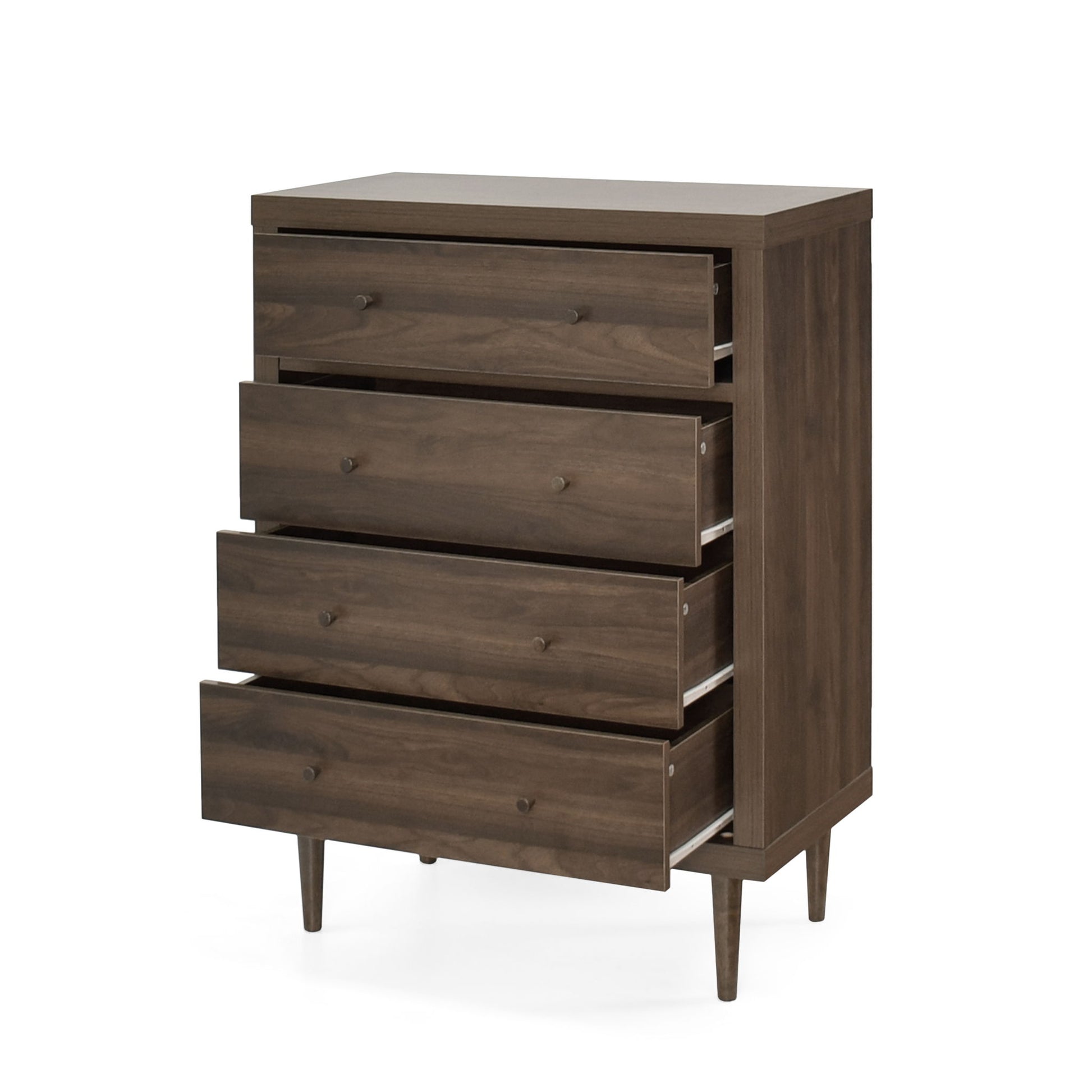 Farhart - Mid Century Modern 4 Drawer Dresser - Walnut - Best Buy Furniture