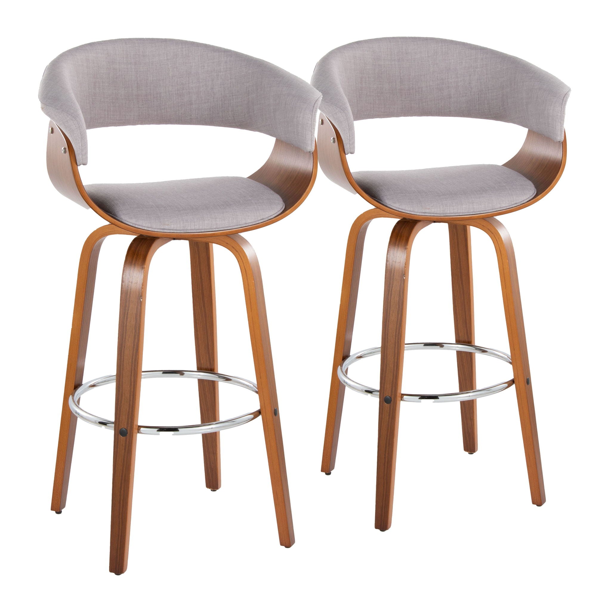 Vintage Mod - Mid Century Modern Fixed Height Barstool With Swivel With Round Footrest (Set of 2) - Best Buy Furniture