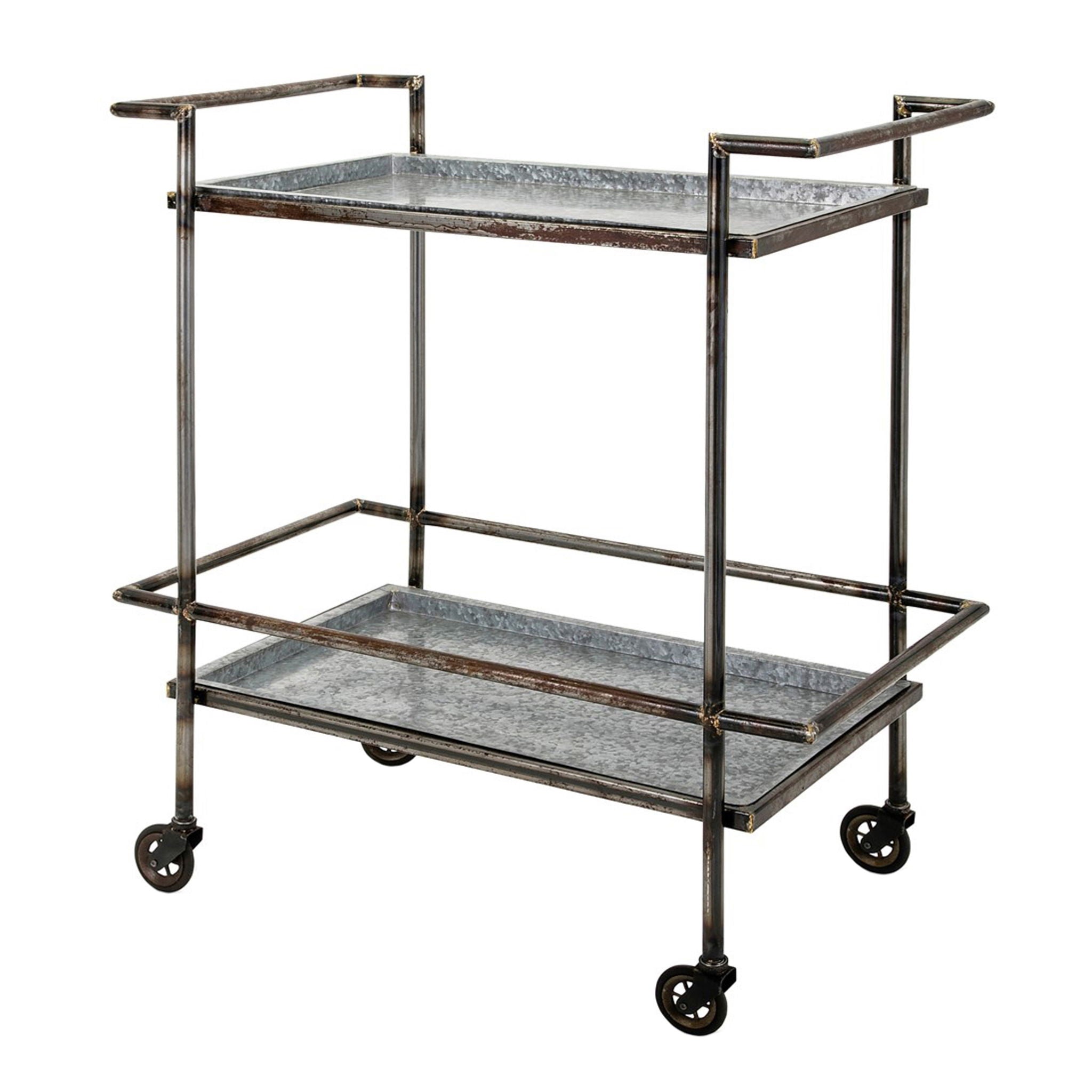 Percy Galvanized Metal Bar Cart - Gray - Best Buy Furniture