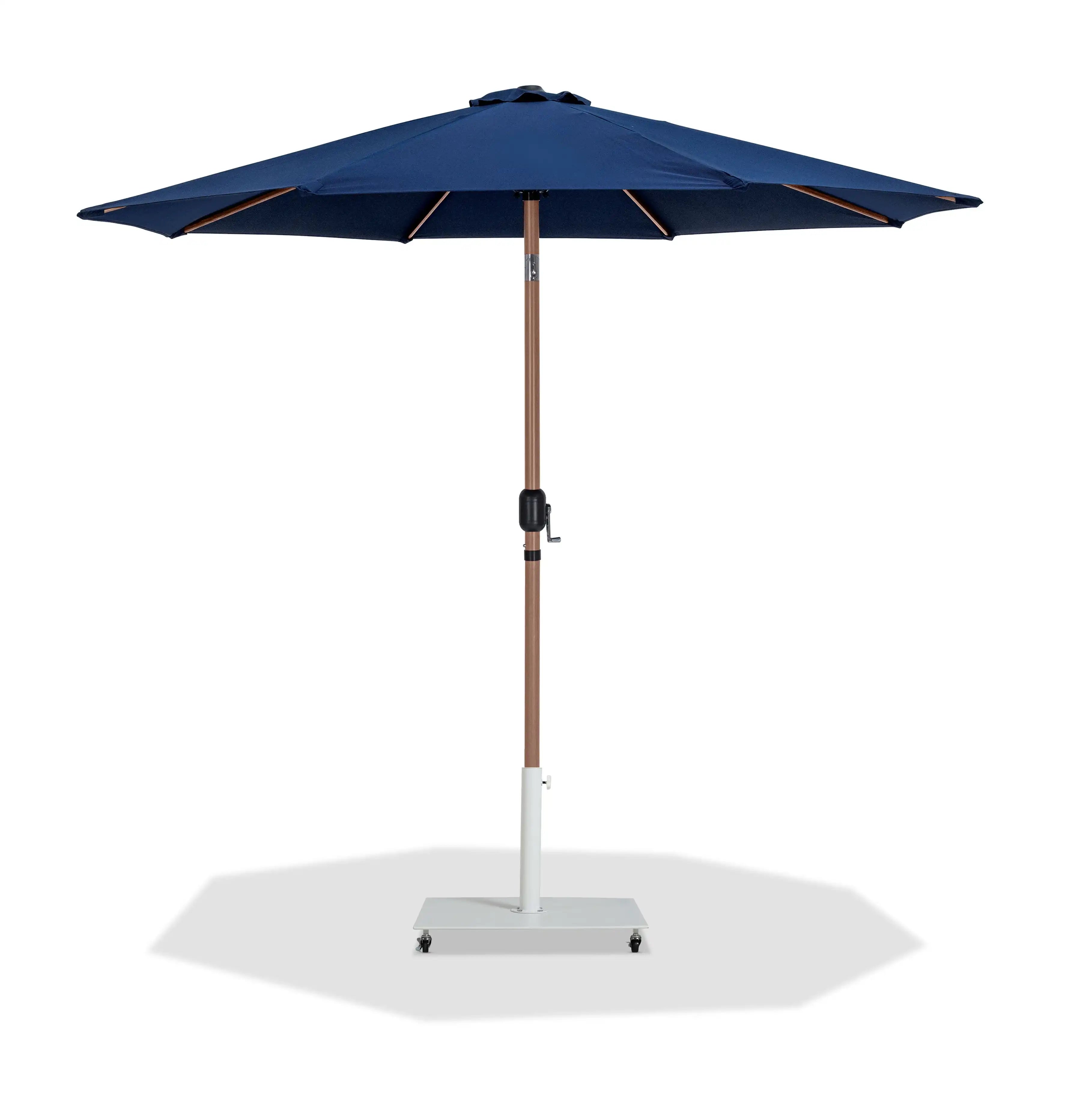 Fiji - Aluminum Patio Umbrella With Square White And Teak Base - Best Buy Furniture