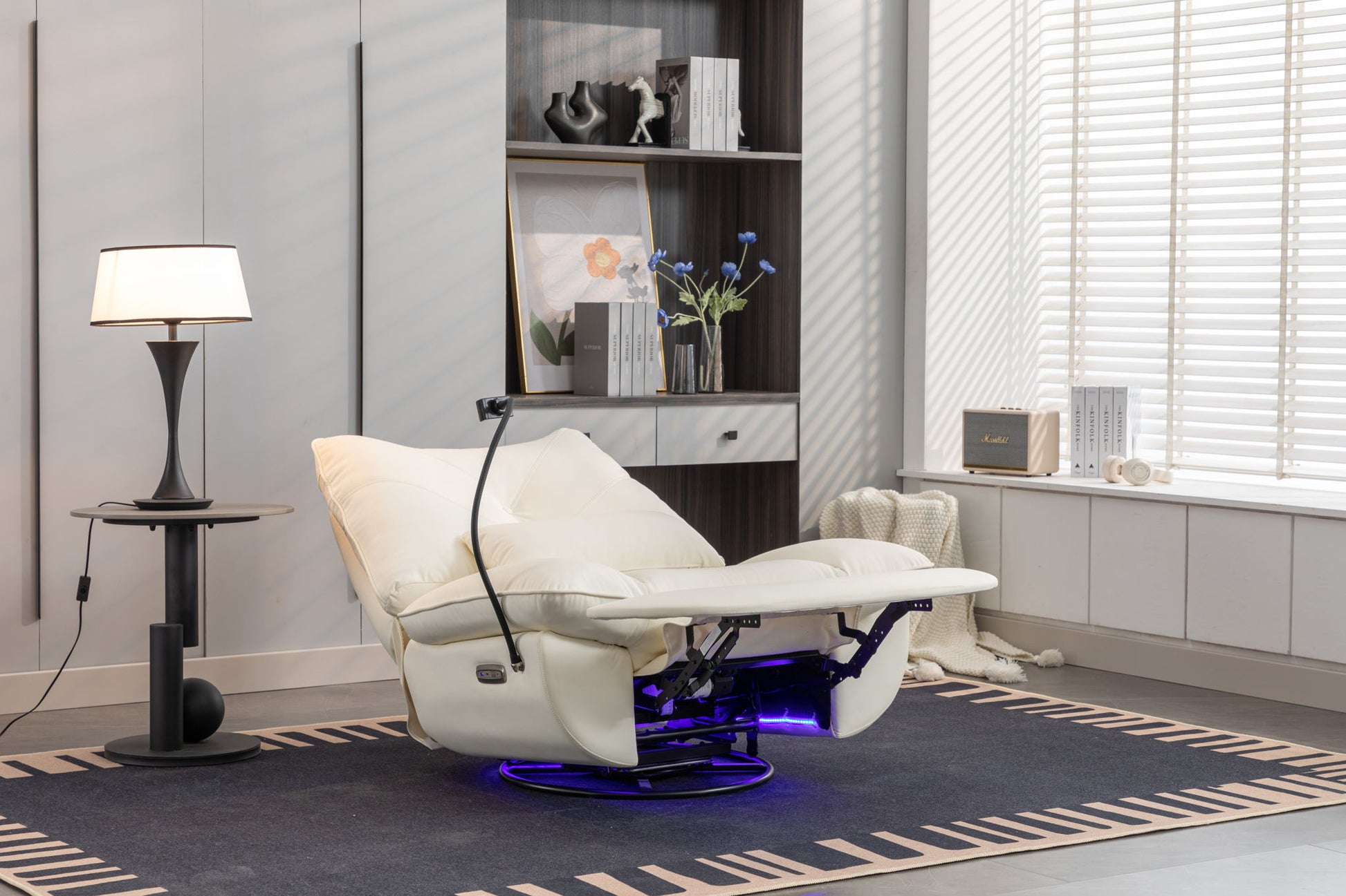 270 Swivel Glider Recliner Chair, Power Recliner Rocking Chair, USB Port Charge For Nursery Chair With Atmosphere Lamp For Living Room Bedroom Apartment - Best Buy Furniture