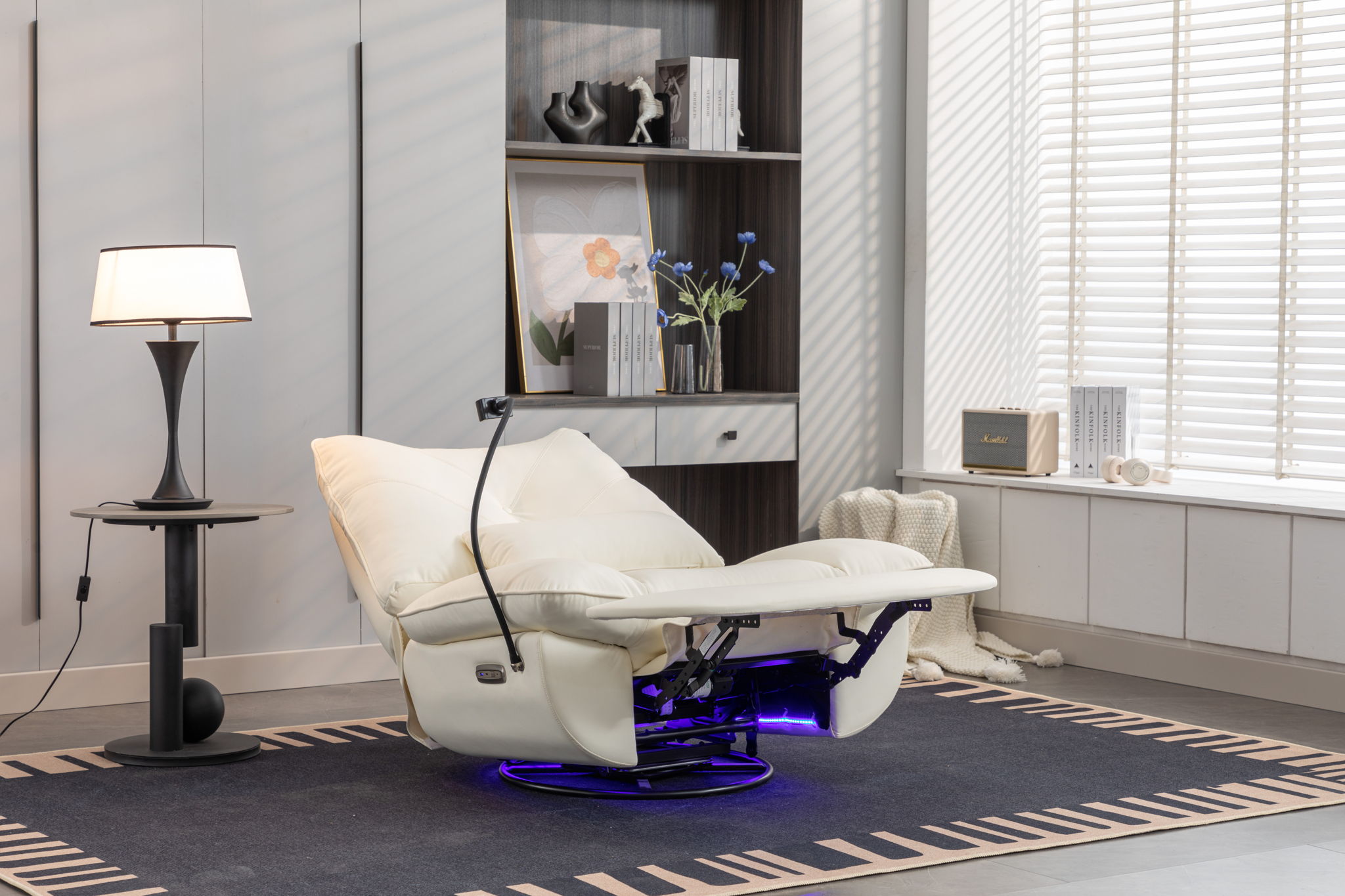 270 Swivel Glider Recliner Chair, Power Recliner Rocking Chair, USB Port Charge For Nursery Chair With Atmosphere Lamp For Living Room Bedroom Apartment - Best Buy Furniture