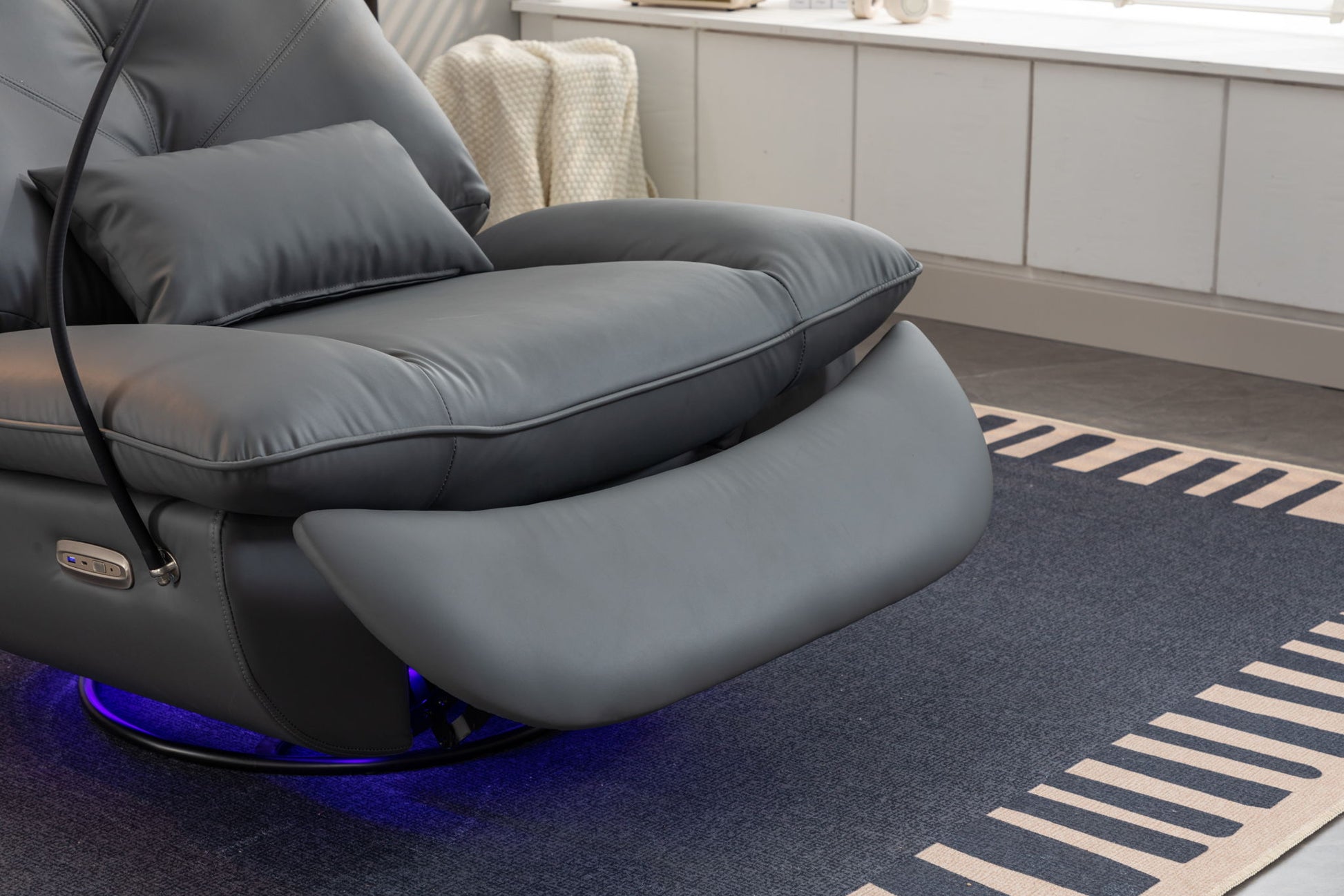 270 Swivel Glider Recliner Chair, Power Recliner Rocking Chair, USB Port Charge For Nursery Chair With Atmosphere Lamp For Living Room Bedroom Apartment - Best Buy Furniture