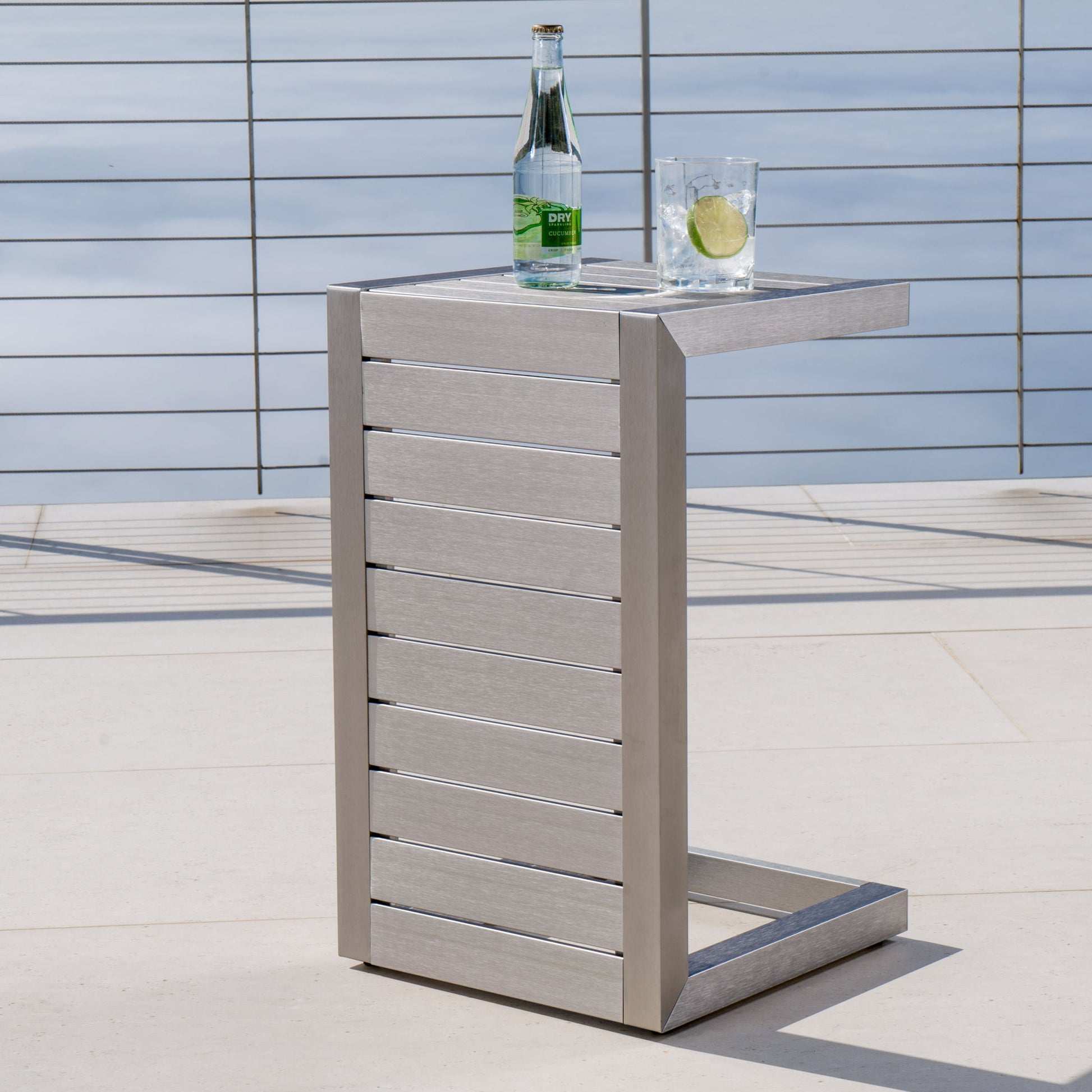 Aluminum Outdoor C - Shaped Side Table For Patio - Best Buy Furniture