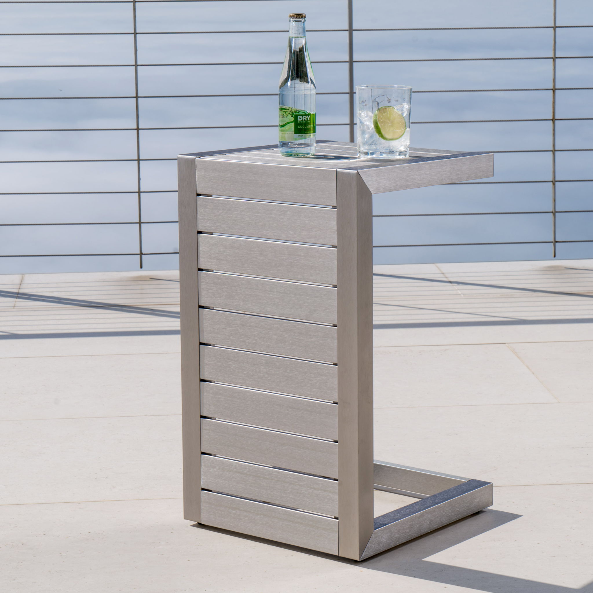Aluminum Outdoor C - Shaped Side Table For Patio - Best Buy Furniture
