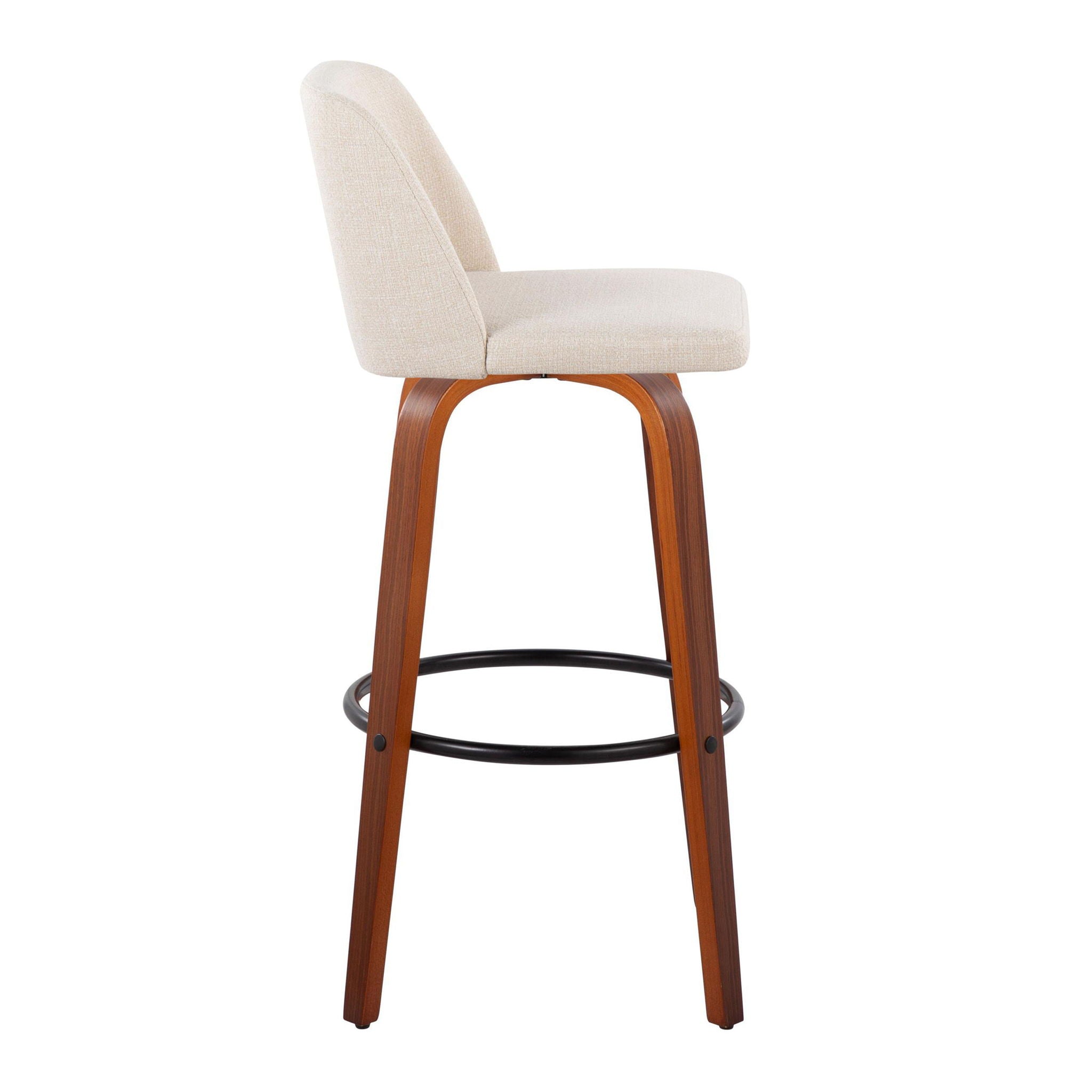Toriano - Mid Century Modern Fixed Height Barstool Swivel And Round Footrest (Set of 2) - Best Buy Furniture