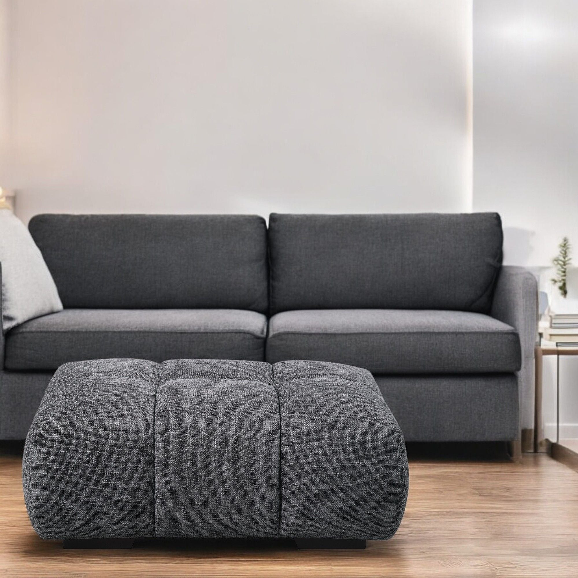 Chosen - Chenille Ottoman - Gray - Best Buy Furniture