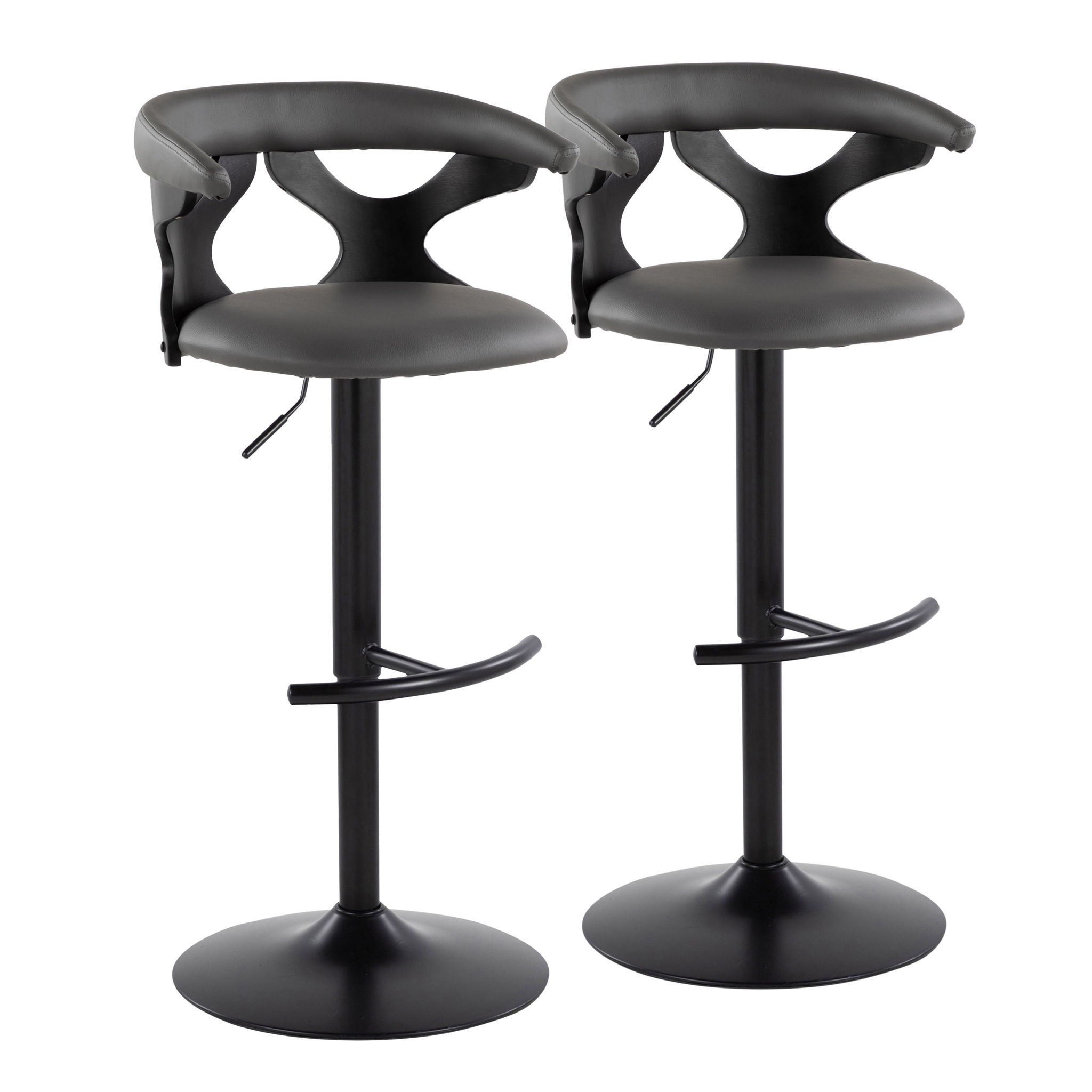 Gardenia - Contemporary Adjustable Barstool With Swivel With Rounded T Footrest (Set of 2) - Best Buy Furniture
