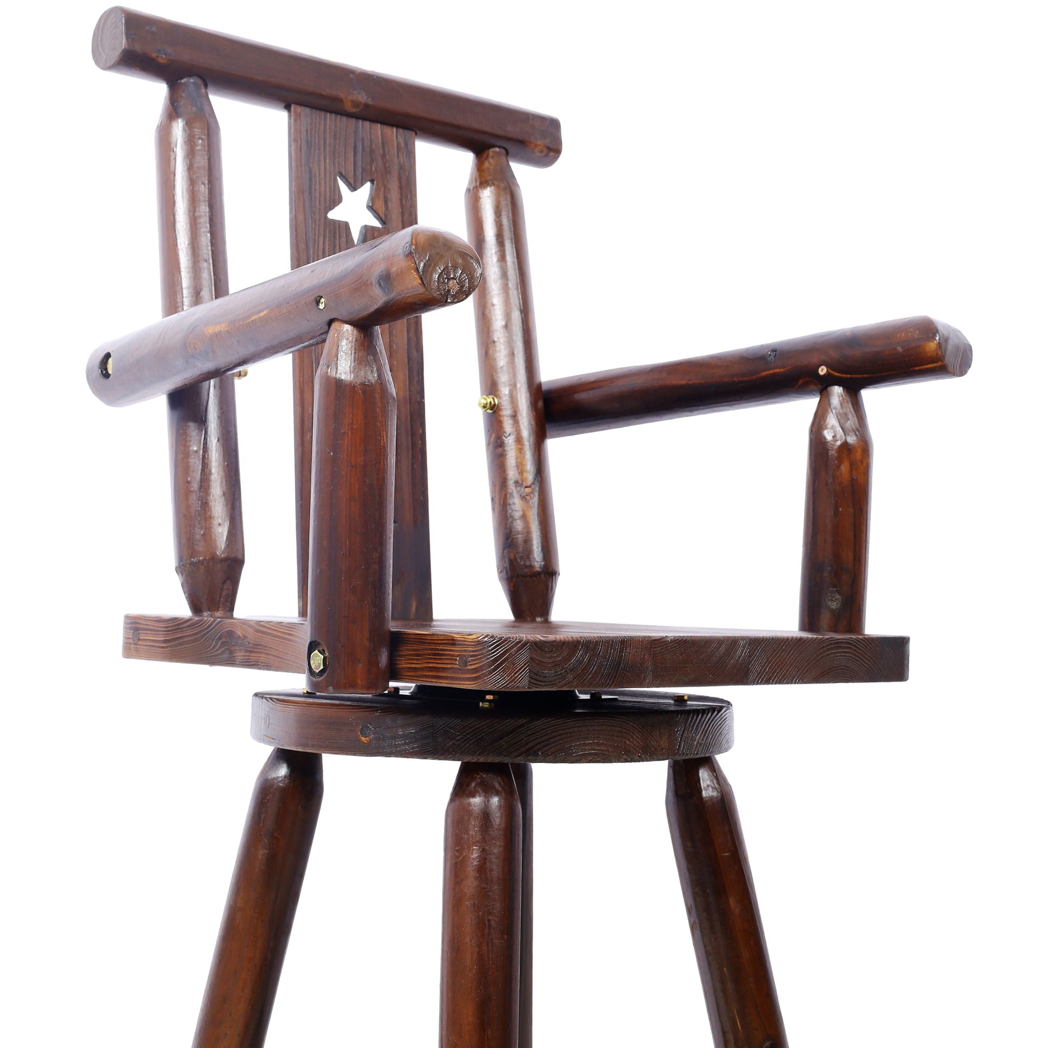 Rustic Tall Bistro Chair Decorative Star Backrest And Footrest, Fir Wood, 4 Foot - Brown - Best Buy Furniture