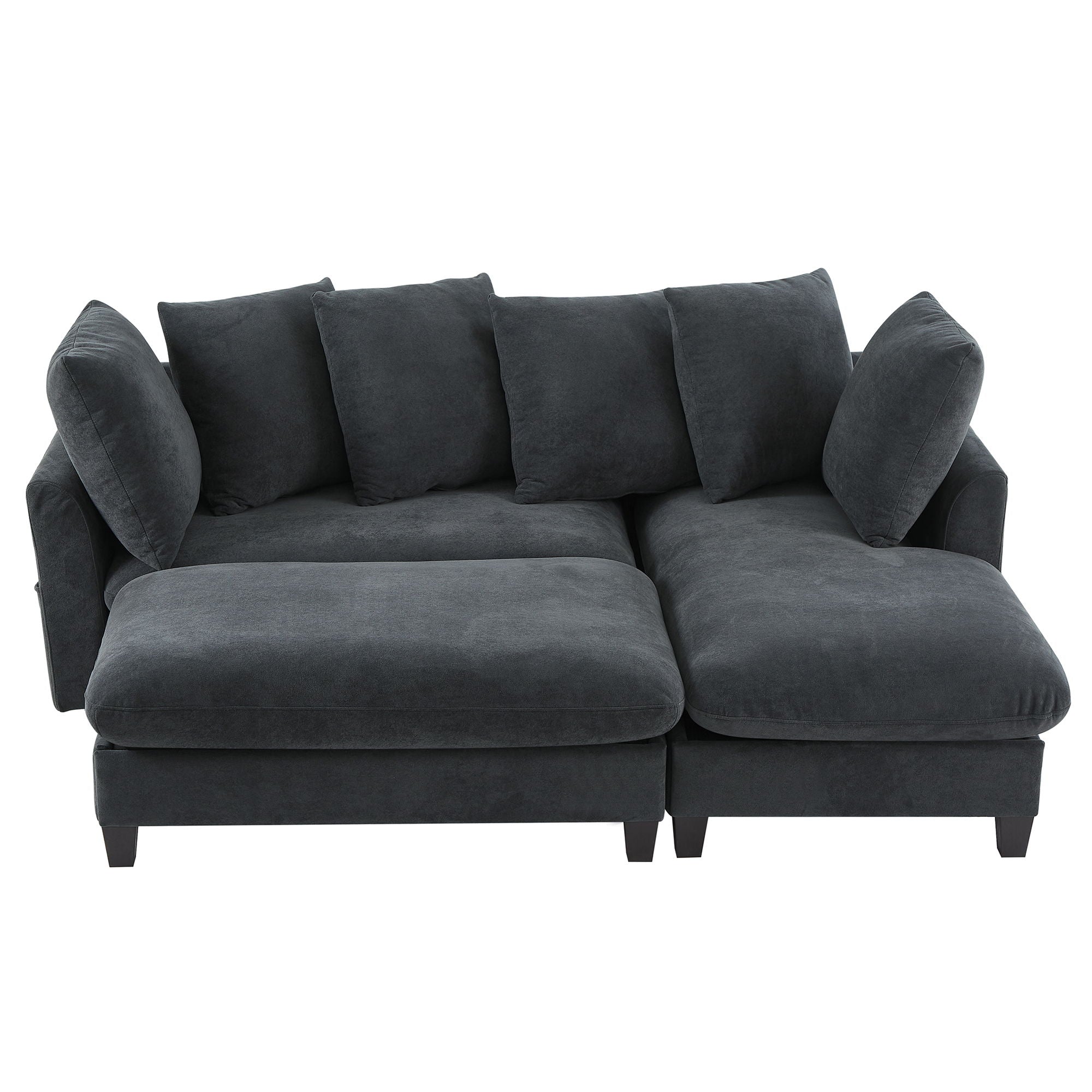 Upholstered L Shaped Sectional Sofa With Storage, Movable Ottoman, And 6 Throw Pillows - Best Buy Furniture