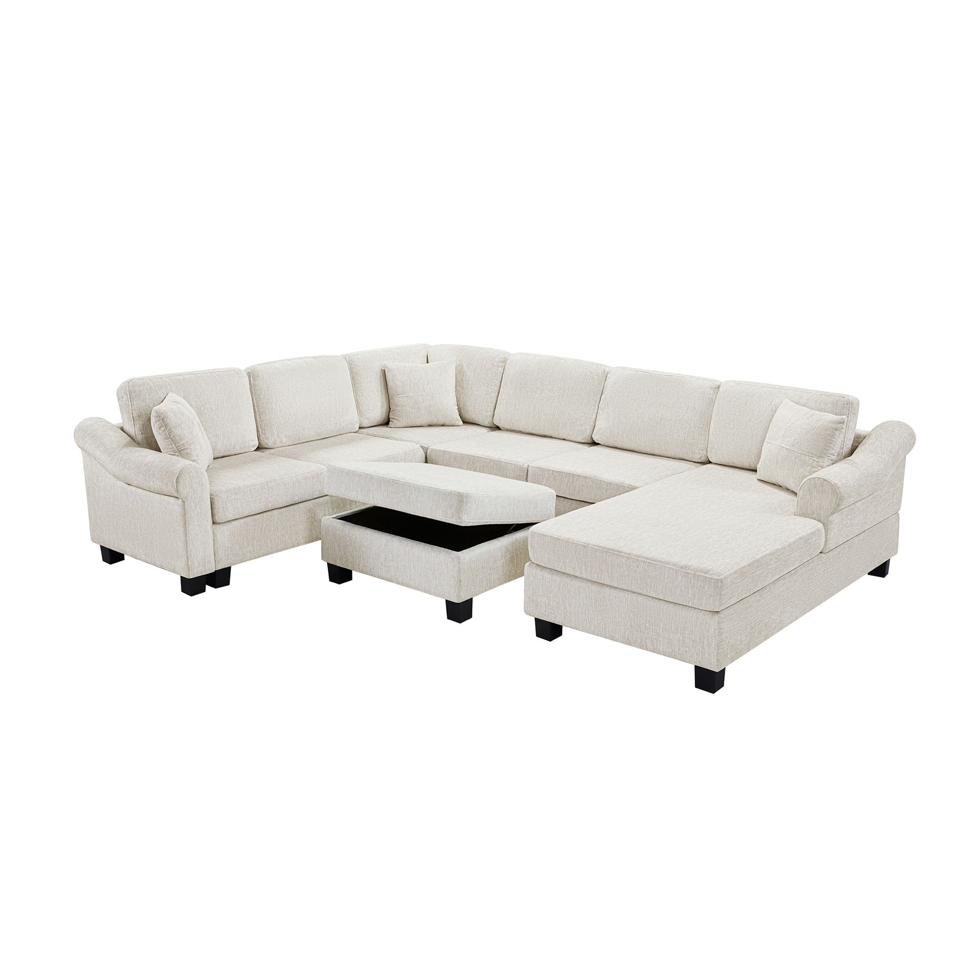 Contemporary U - Shaped Sectional Sofa With Movable Storage Ottoman - Best Buy Furniture