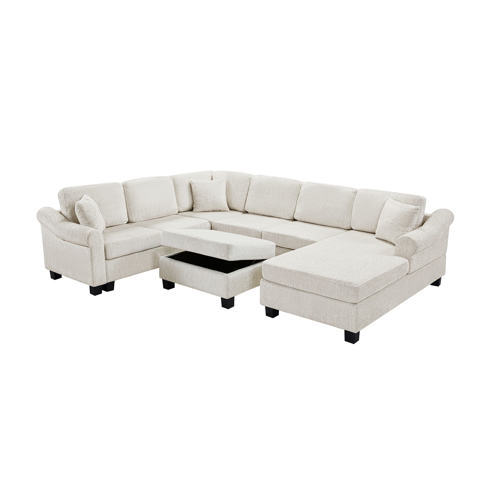 Contemporary U - Shaped Sectional Sofa With Movable Storage Ottoman - Best Buy Furniture