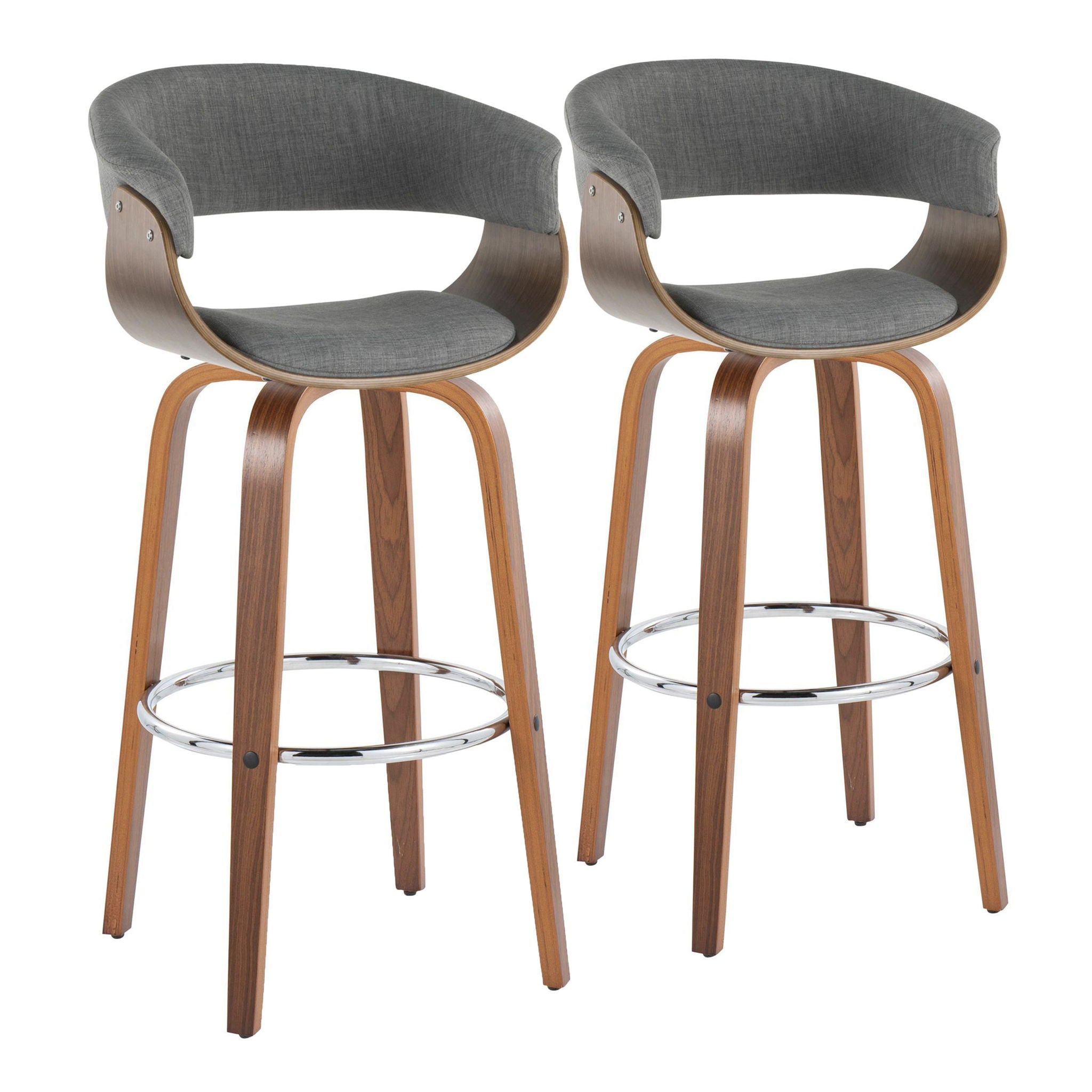 Vintage Mod - Mid Century Modern Fixed Height Barstool With Swivel With Round Footrest (Set of 2) - Best Buy Furniture