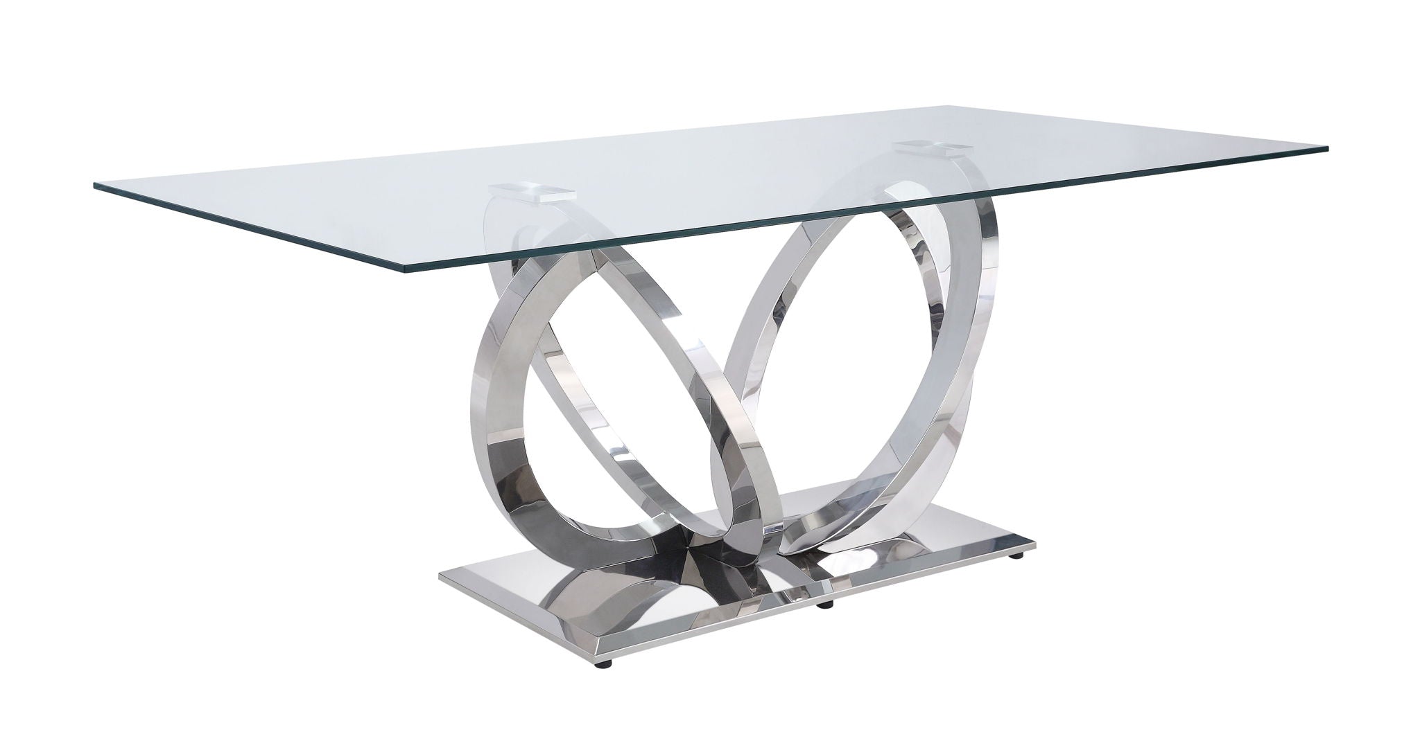 Finley - Clear Glass Top Mirrored Dining Table - Silver - Best Buy Furniture