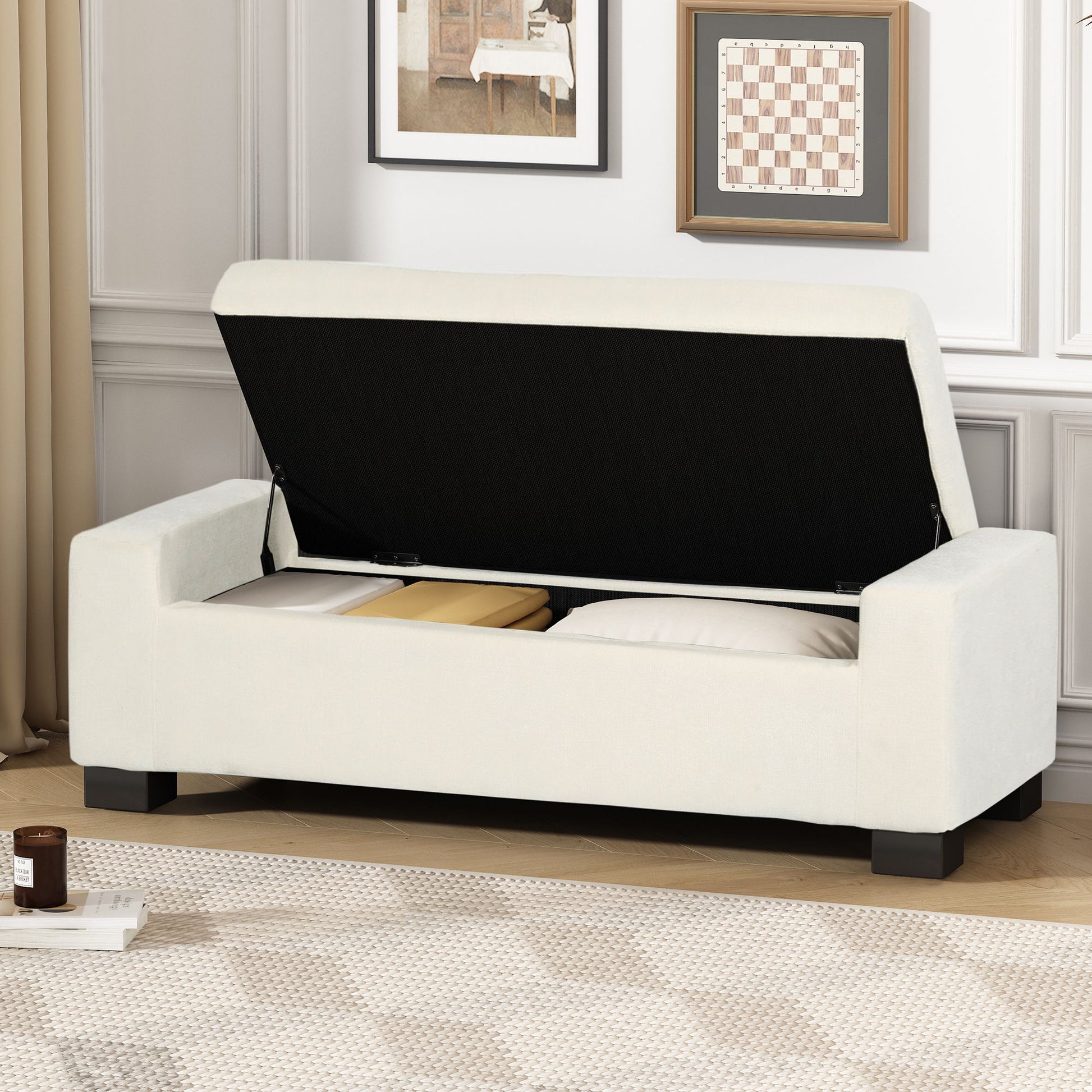 Textured Fabric Ottoman Bench With Hinged Lid - Best Buy Furniture