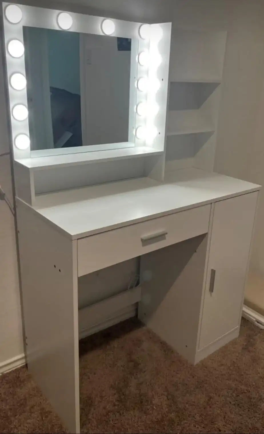 Vanity Desk with Mirror & Light, Pink Dressing Table - Best Buy Furniture