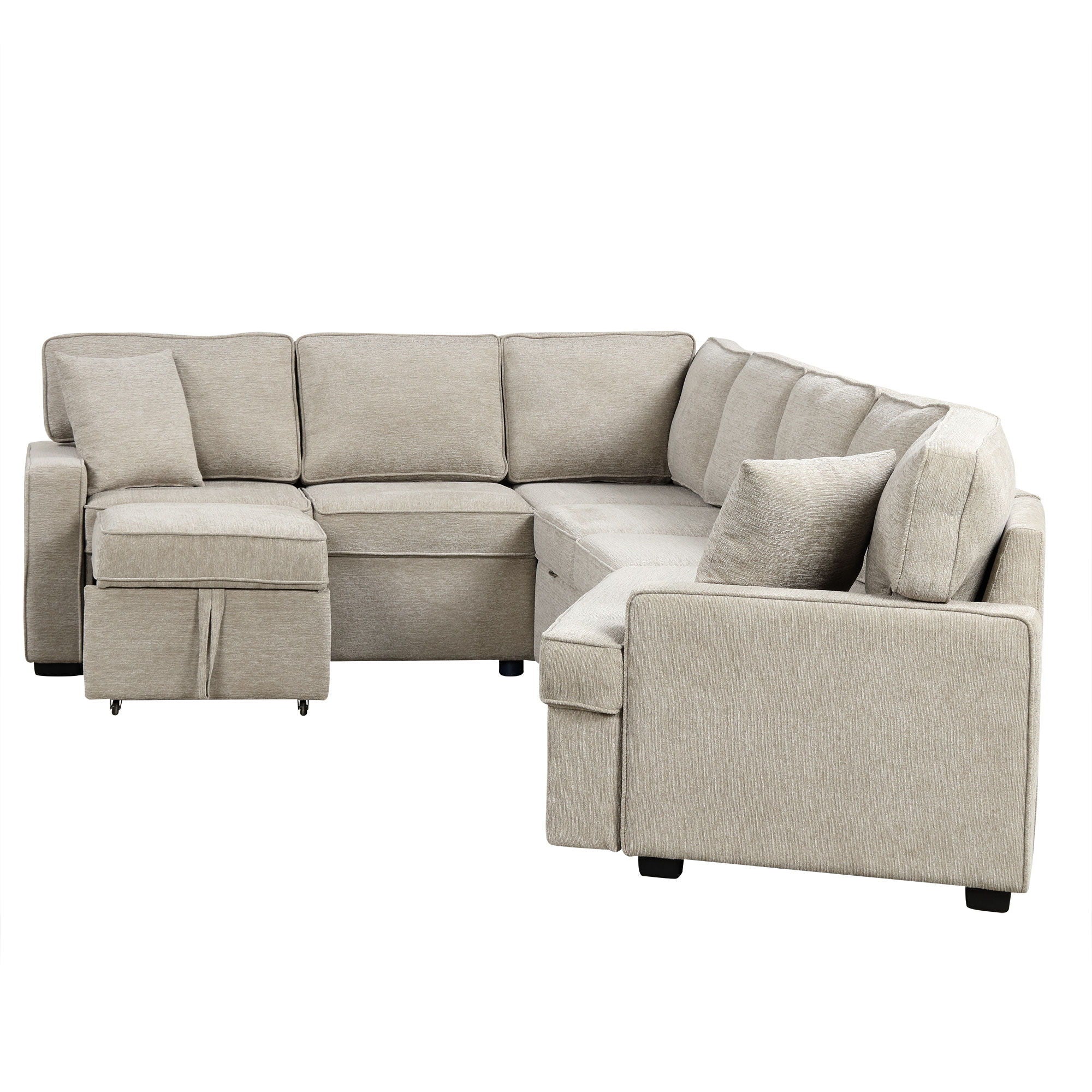 L-Shaped Sofa Sectional Sofa Couch Pull-Out Sofa Bed With Charging Devices And Cup Holders For Living Room - Best Buy Furniture