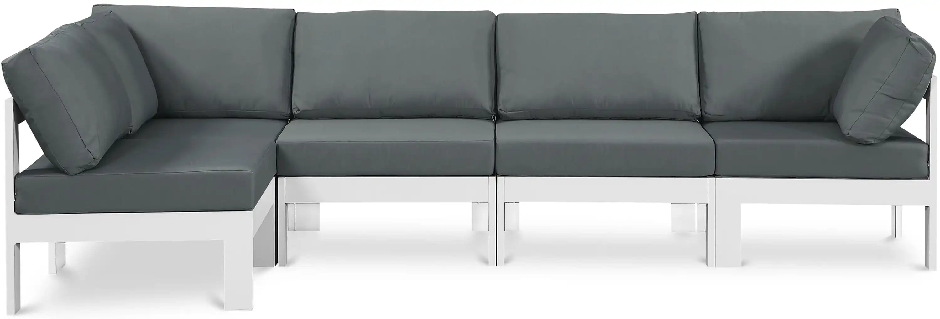 Nizuc - Outdoor Patio 4 Piece Modular Sectional With White Frame - Best Buy Furniture