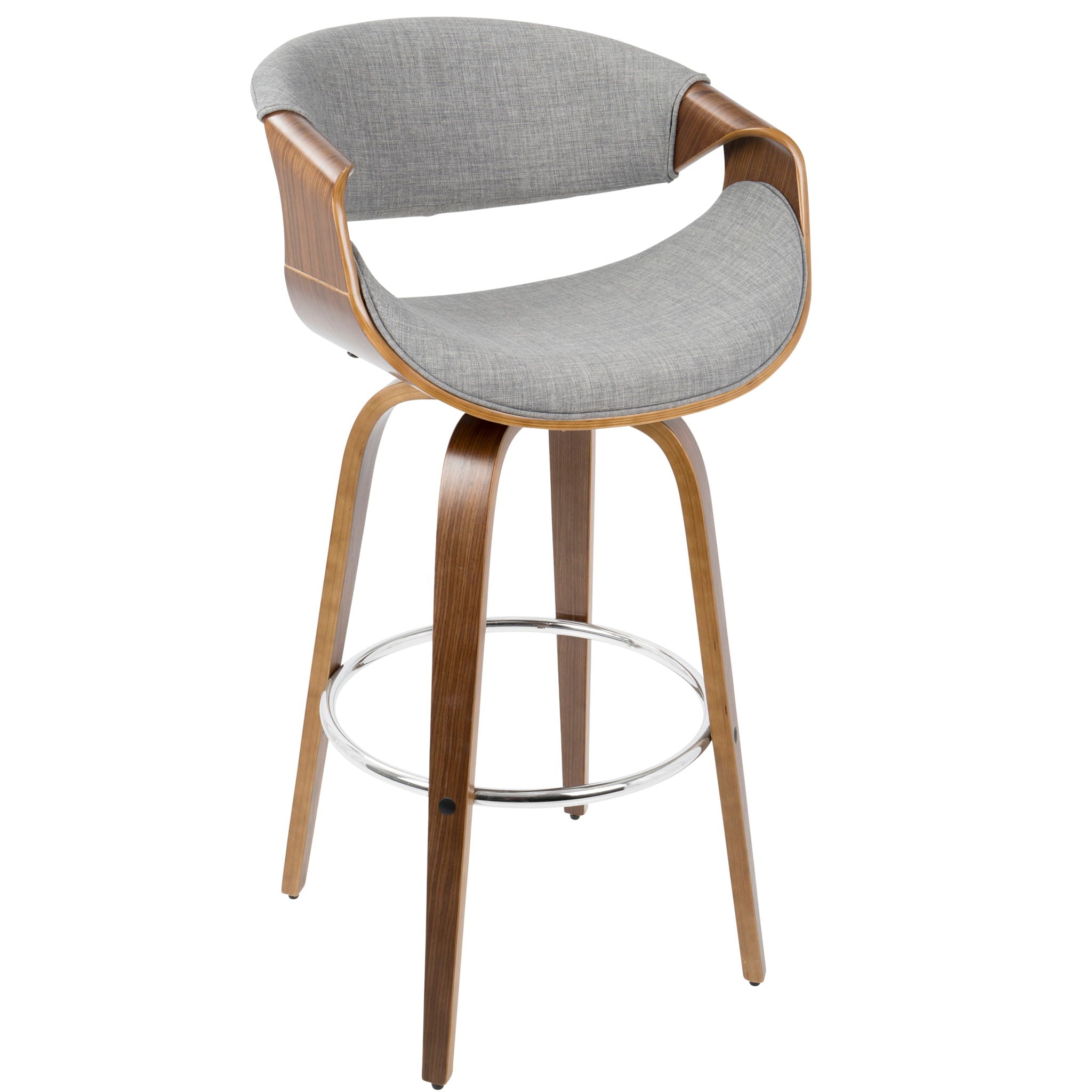 Curvini Mid - Century Modern Fixed Height Barstool With Swivel (Set of 2) - Best Buy Furniture