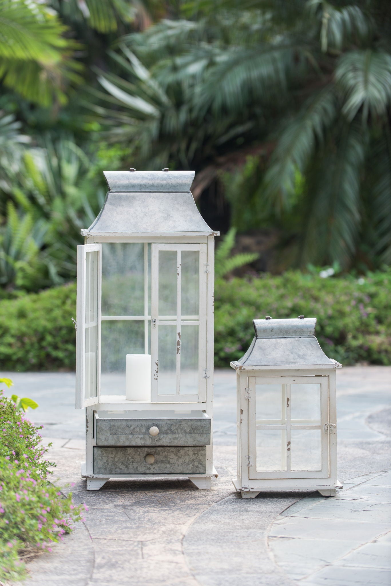 Wooden Candle Lantern Decorative, Hurricane Lantern Holder Decor For Indoor Outdoor, Home Garden Wedding - Ivory - Best Buy Furniture
