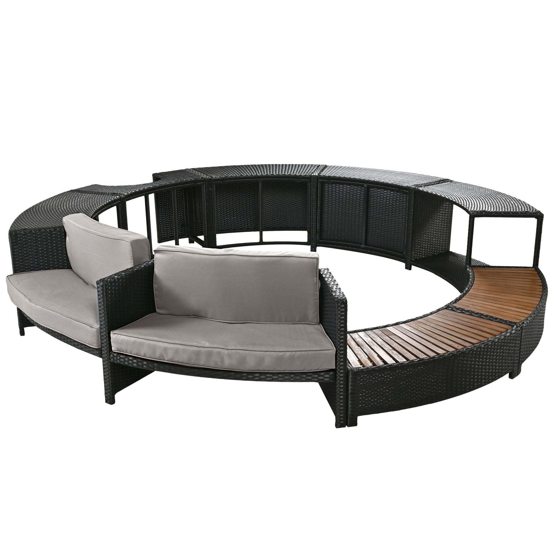 Spa Surround Spa Frame Patio Rattan Sofa Set With Storage Spaces, Mini Sofa And Comfortable Cushion For Patio, Backyard - Best Buy Furniture