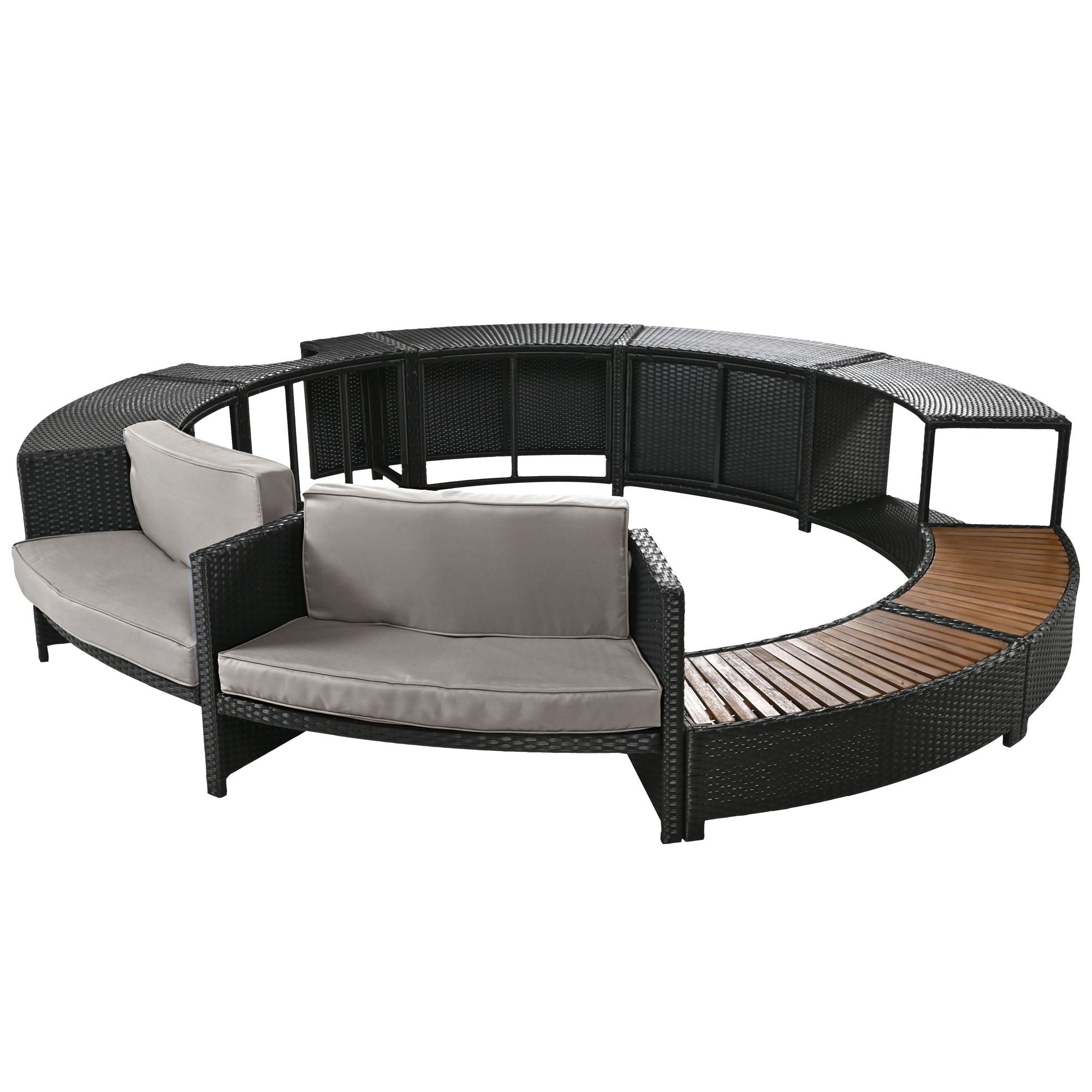 Spa Surround Spa Frame Patio Rattan Sofa Set With Storage Spaces, Mini Sofa And Comfortable Cushion For Patio, Backyard - Best Buy Furniture