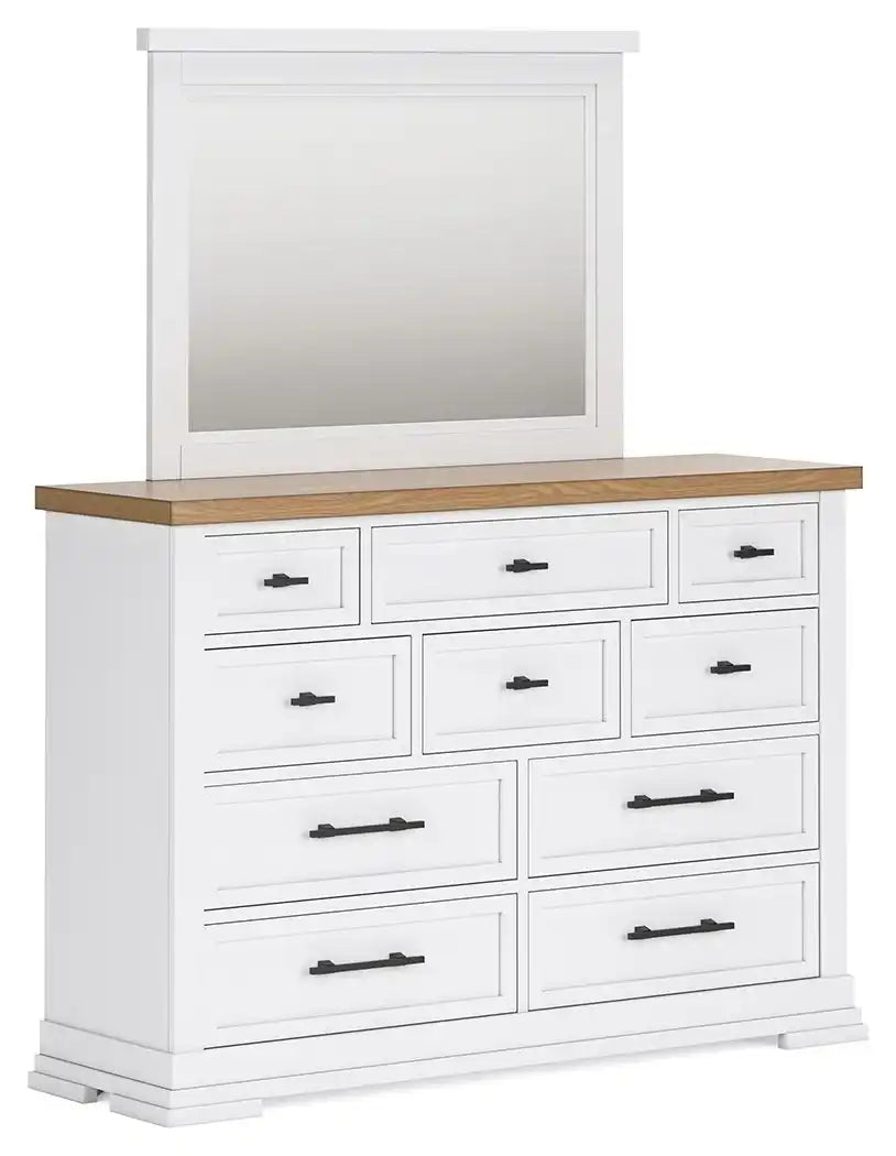 Ashbryn - Dresser And Mirror - White / Natural - Best Buy Furniture