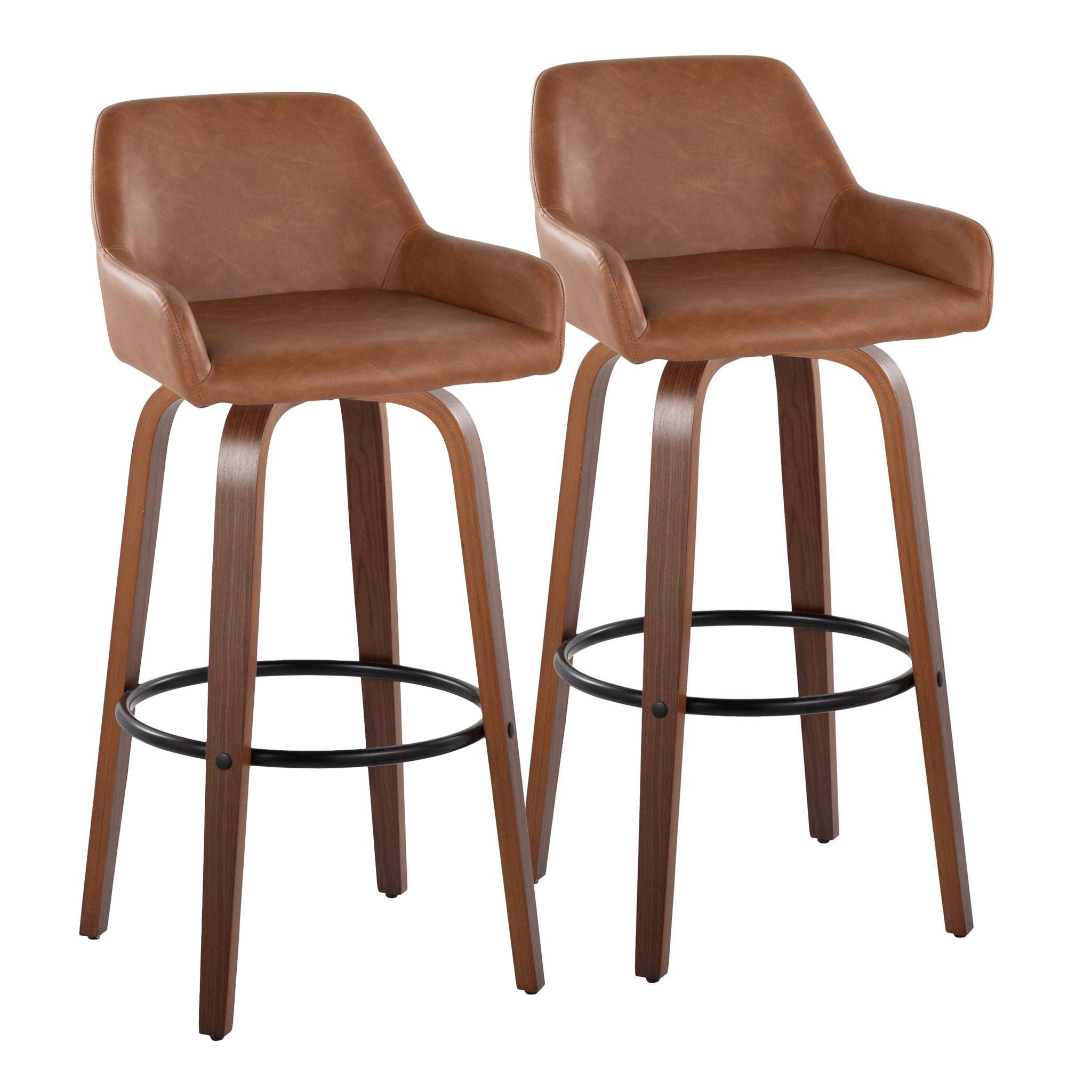 Daniella - Contemporary Fixed Height, Barstool & Swivel And Round Footrest (Set of 2) - Best Buy Furniture