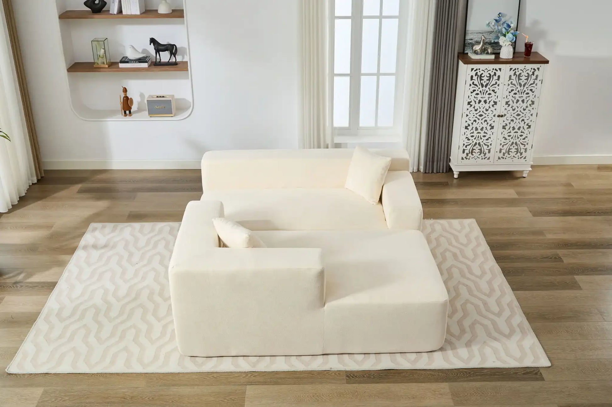 Chenille Compressible Sofa - Beige - Best Buy Furniture