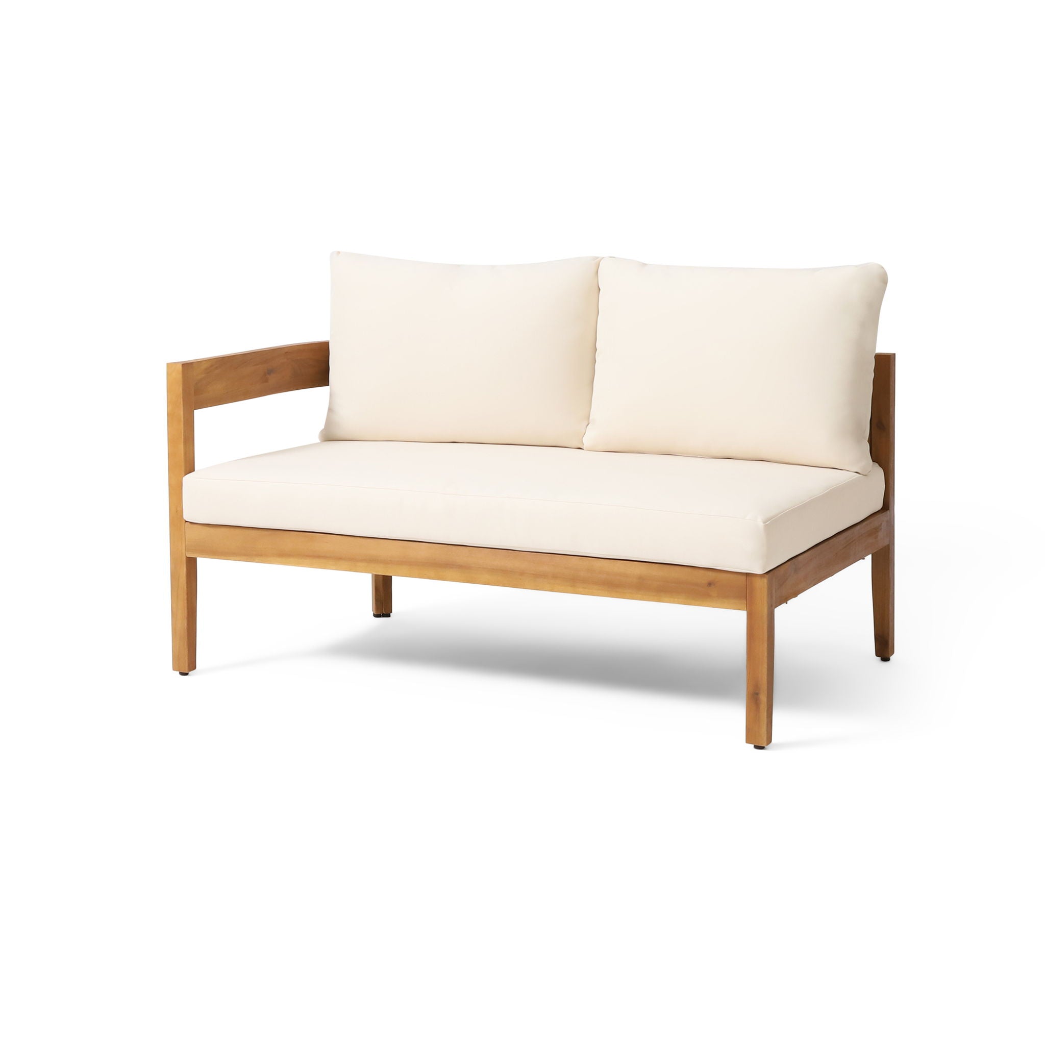 Brooklyn - Sofa Set Rounded Tuxedo Design - Teak / Beige - Best Buy Furniture