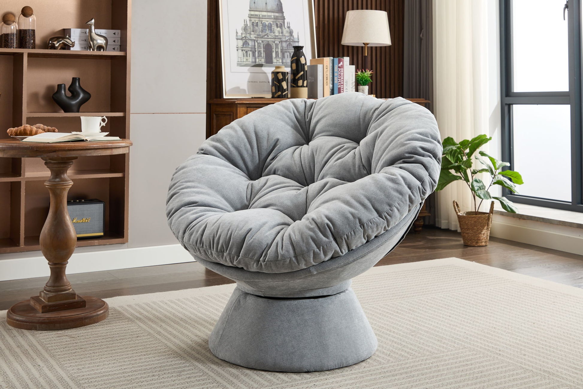 Oversized Swivel Accent Chair, 360 Swivel Barrel Chair, Papasan Chair For Living Room Bedroom - Best Buy Furniture