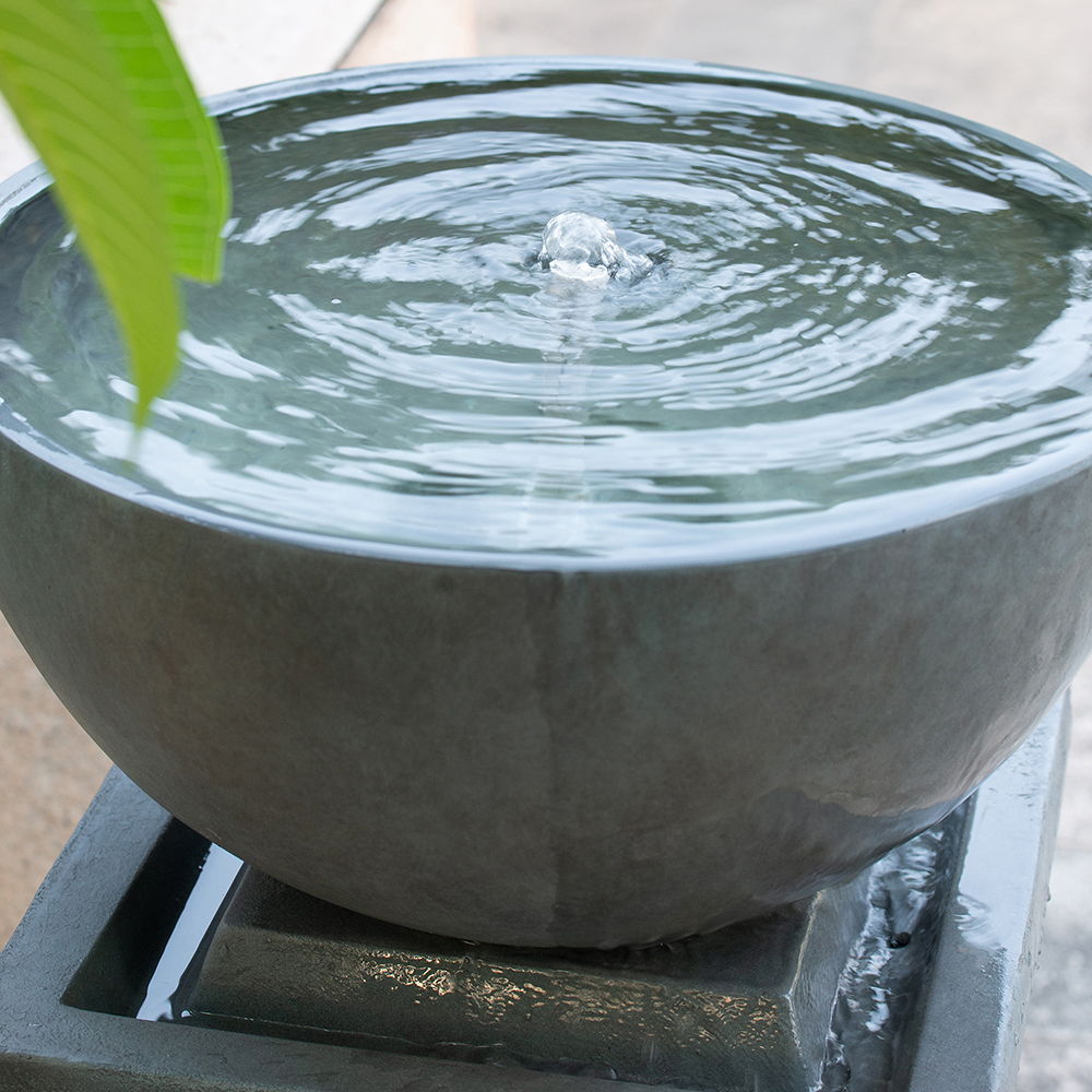 Zen Bowl Water Fountain, Outdoor Bird Feeder / Bath Fountains, Relaxing Water Feature For Garden - Best Buy Furniture