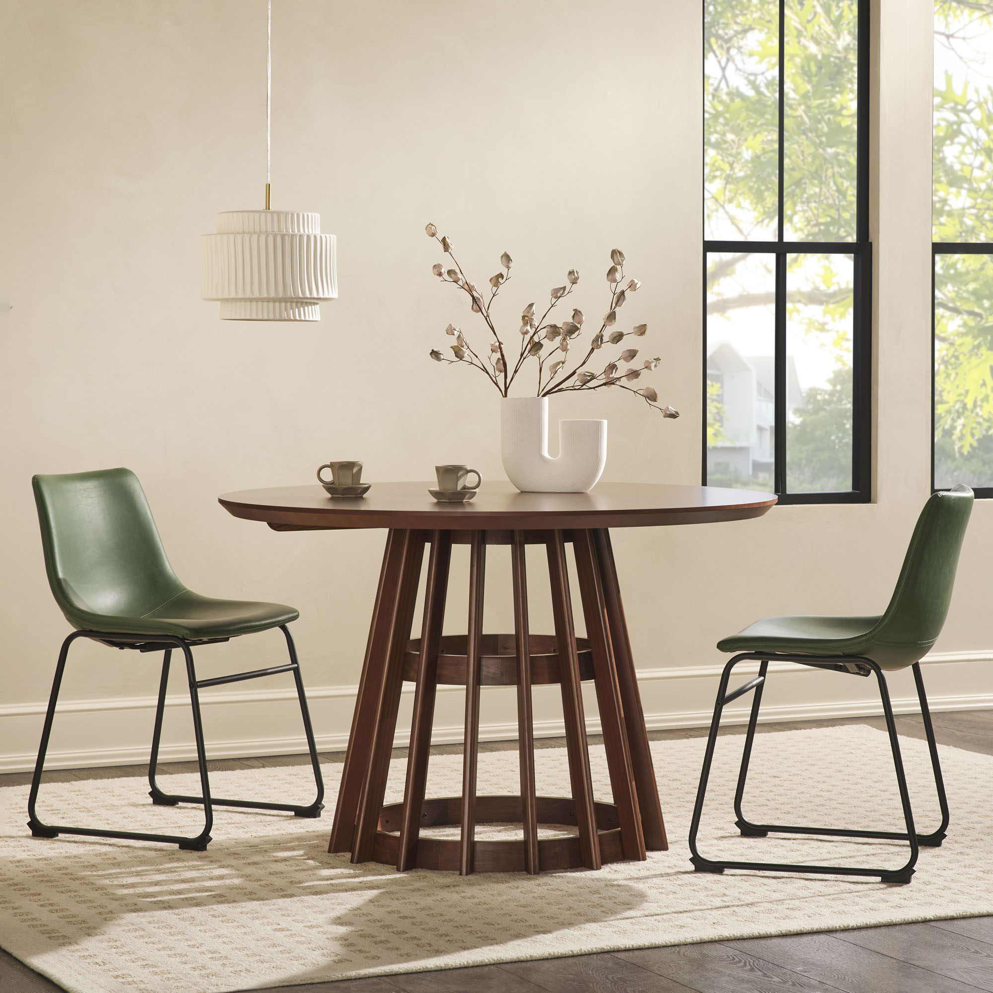 Round Dining Table With Pedestal Base - Brown - Best Buy Furniture