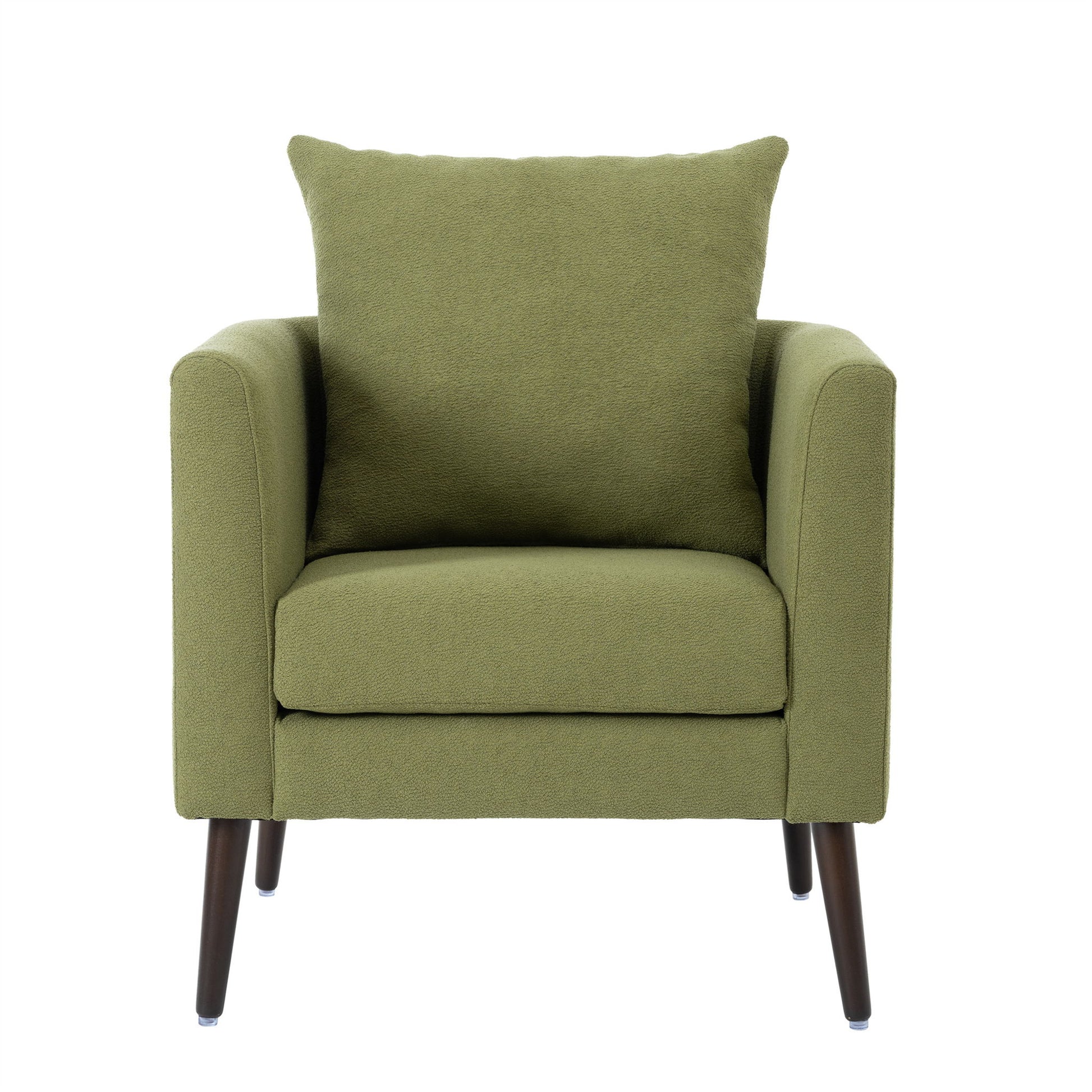Barrel Chair, Modern Accent Chair, Fabric Armchair Club Chair, Upholstered Arm Chair With Solid Wood Legs, Waist Pillow, Padded Single Chair For Living Room / Bedroom / Study / Waiting Room - Olive Green - Best Buy Furniture