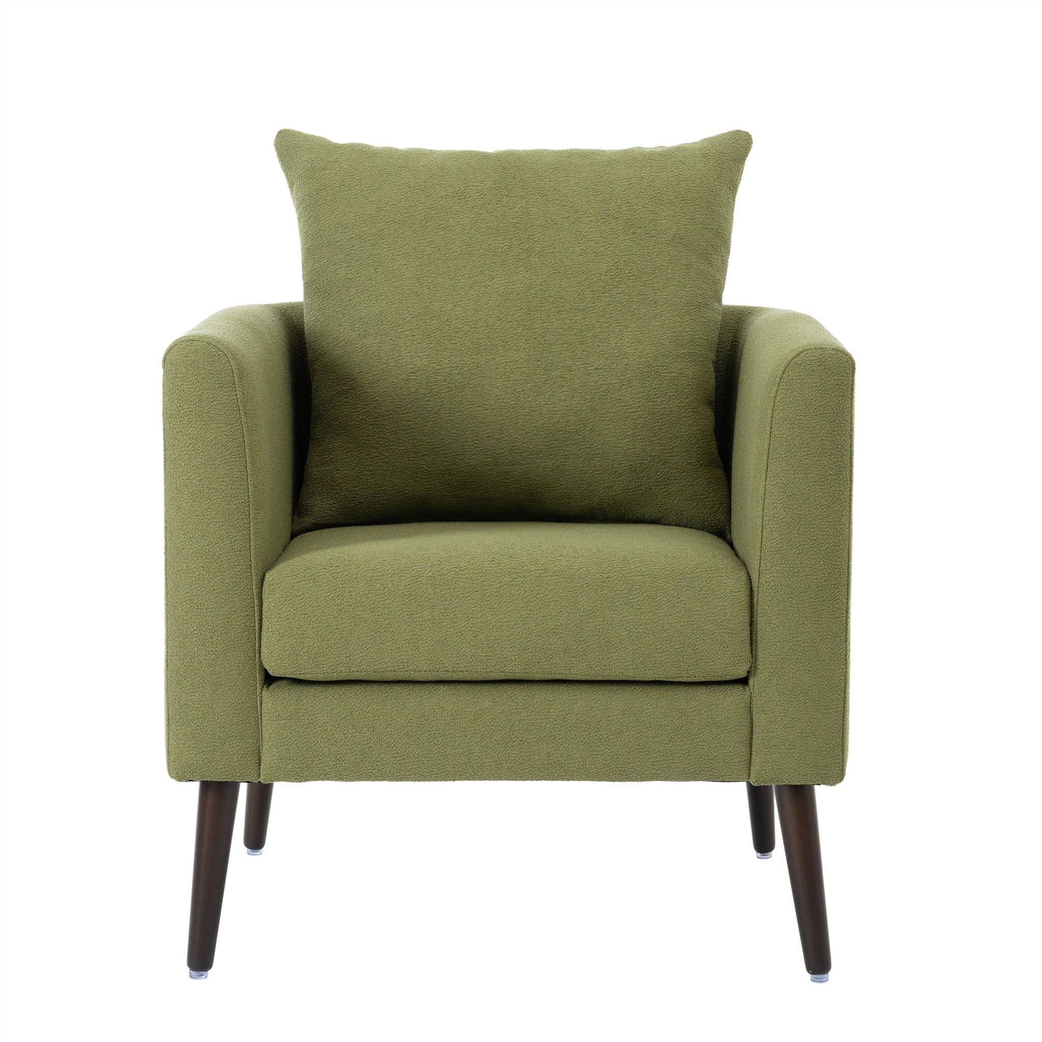 Barrel Chair, Modern Accent Chair, Fabric Armchair Club Chair, Upholstered Arm Chair With Solid Wood Legs, Waist Pillow, Padded Single Chair For Living Room / Bedroom / Study / Waiting Room - Olive Green - Best Buy Furniture