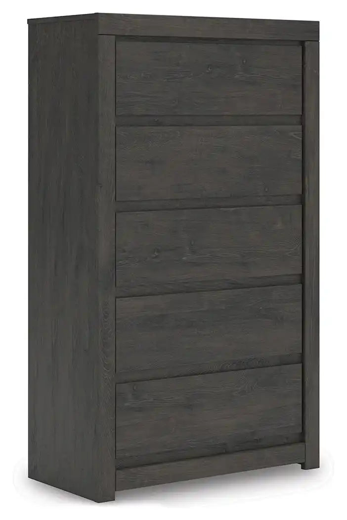 Fraluna - Five Drawer Chest - Charcoal - Best Buy Furniture