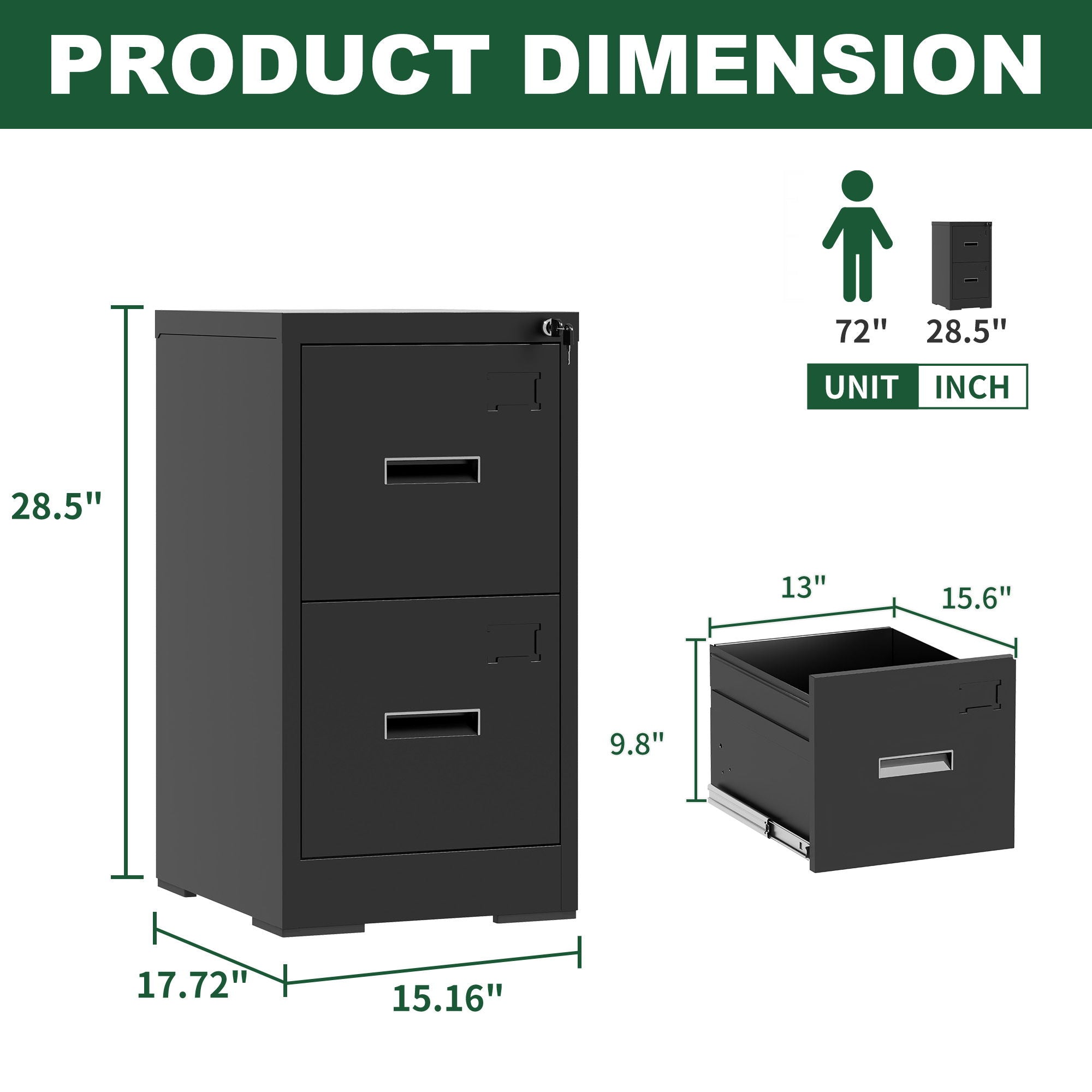 Modern Drawer Metal Vertical File Cabinet With Lock And Card Slot For Office - Best Buy Furniture