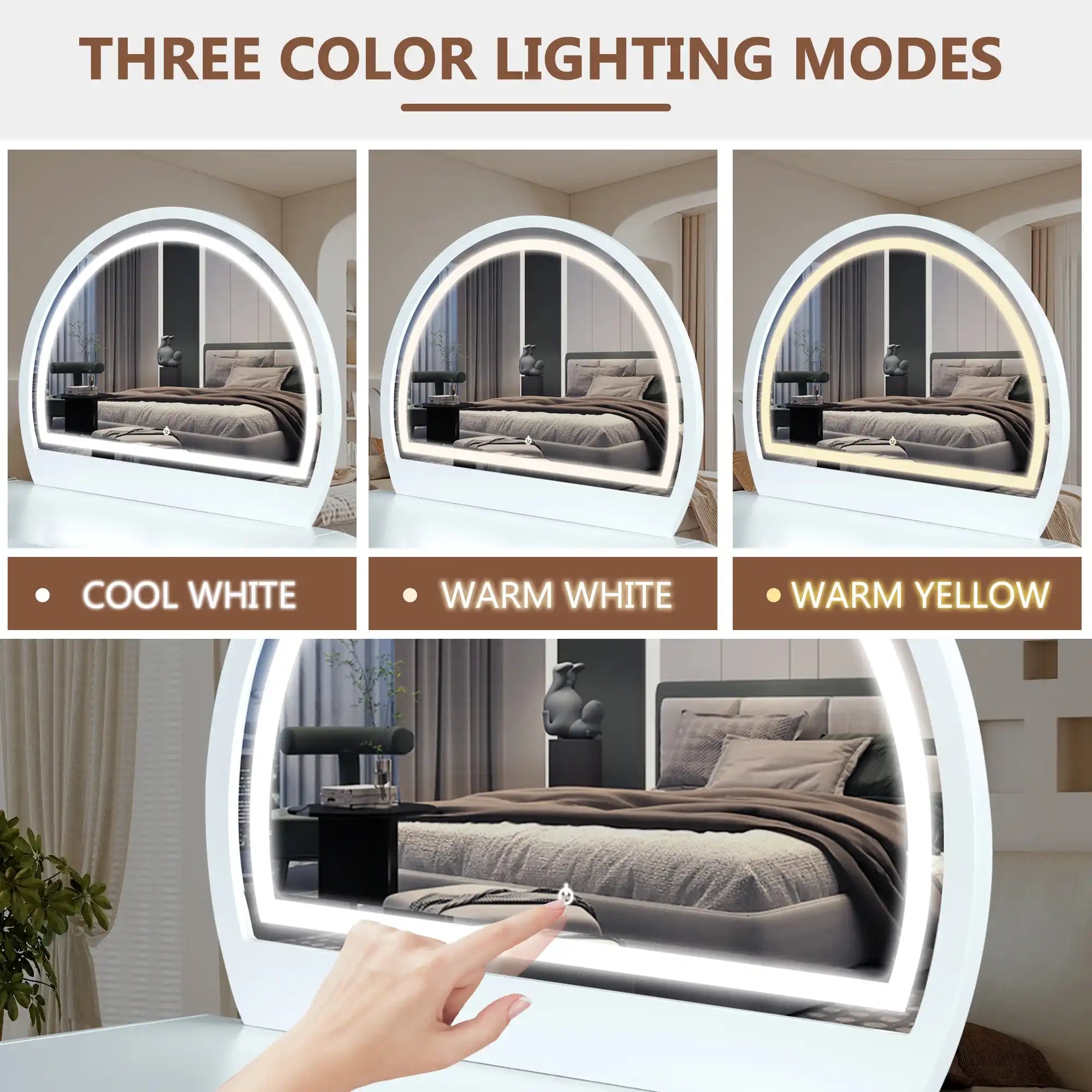 39" White Makeup Vanity Table with Touch Screen Mirror - Best Buy Furniture