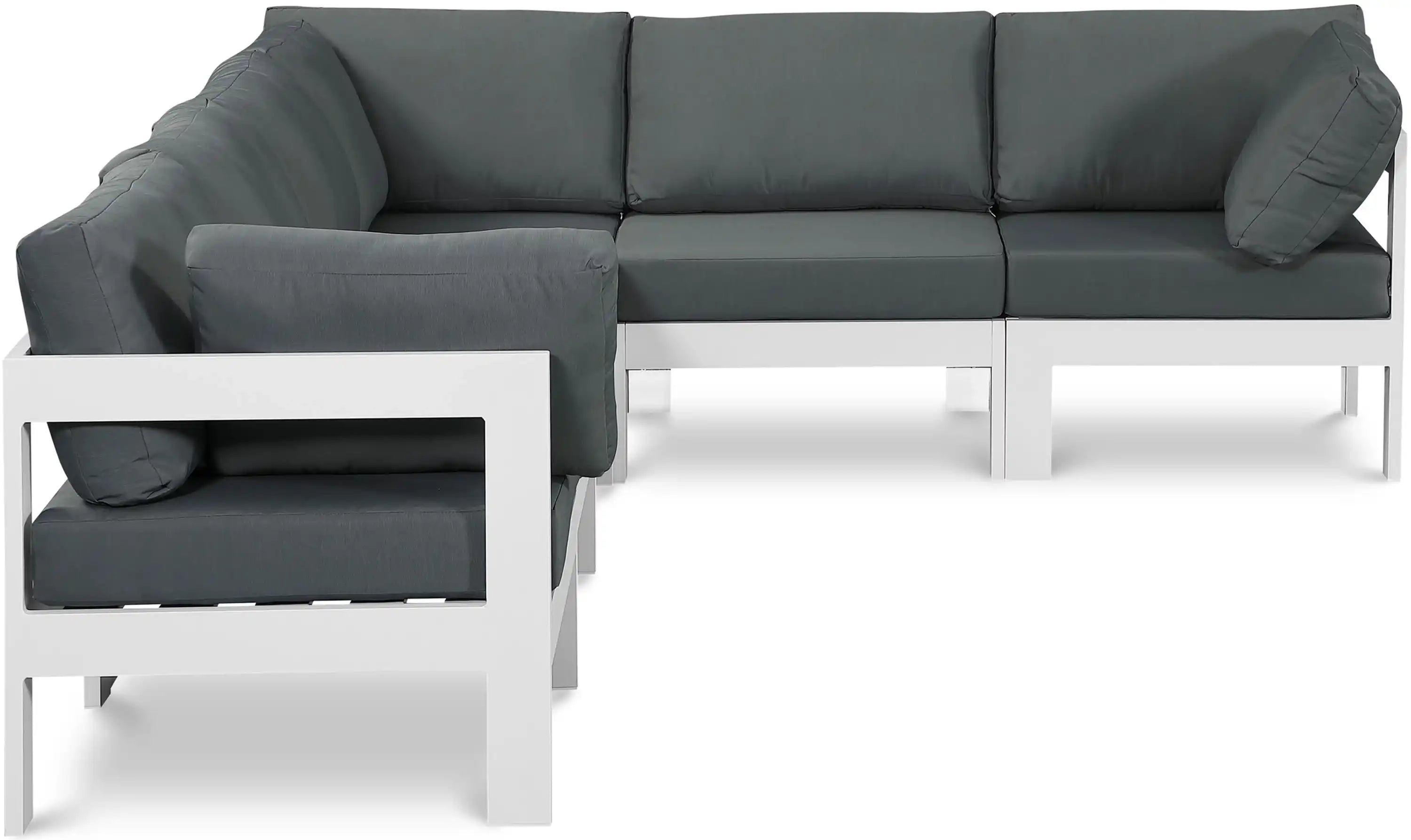 Nizuc - Outdoor Patio 6 Piece Modular Sectional With White Frame - Best Buy Furniture
